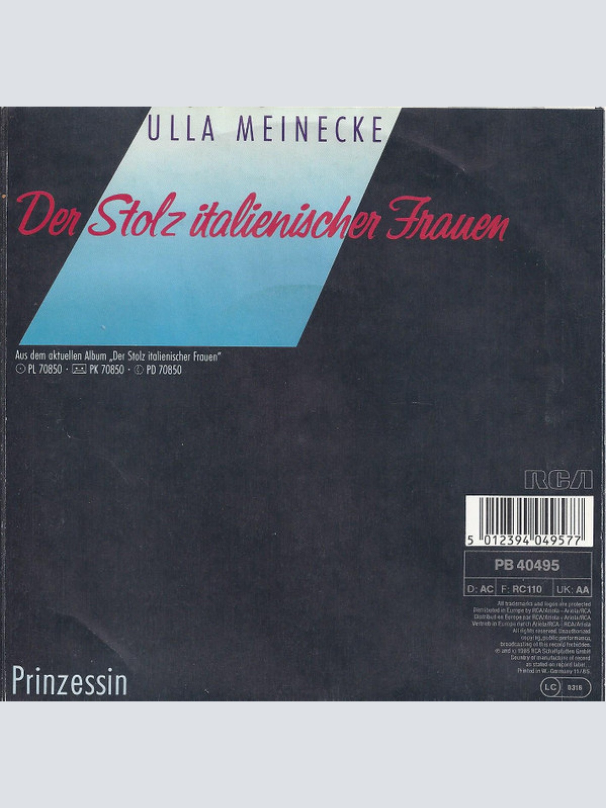 Vinyl / Ulla Meinecke - Der Stolz Italienischer Frauen