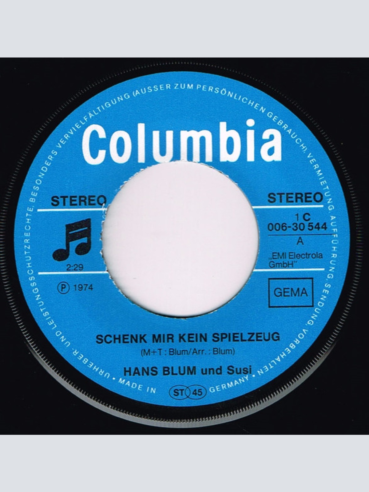 Vinyl / Hans Blum, Susi* - Schenk Mir Kein Spielzeug / Mein Junge Stellt Fragen