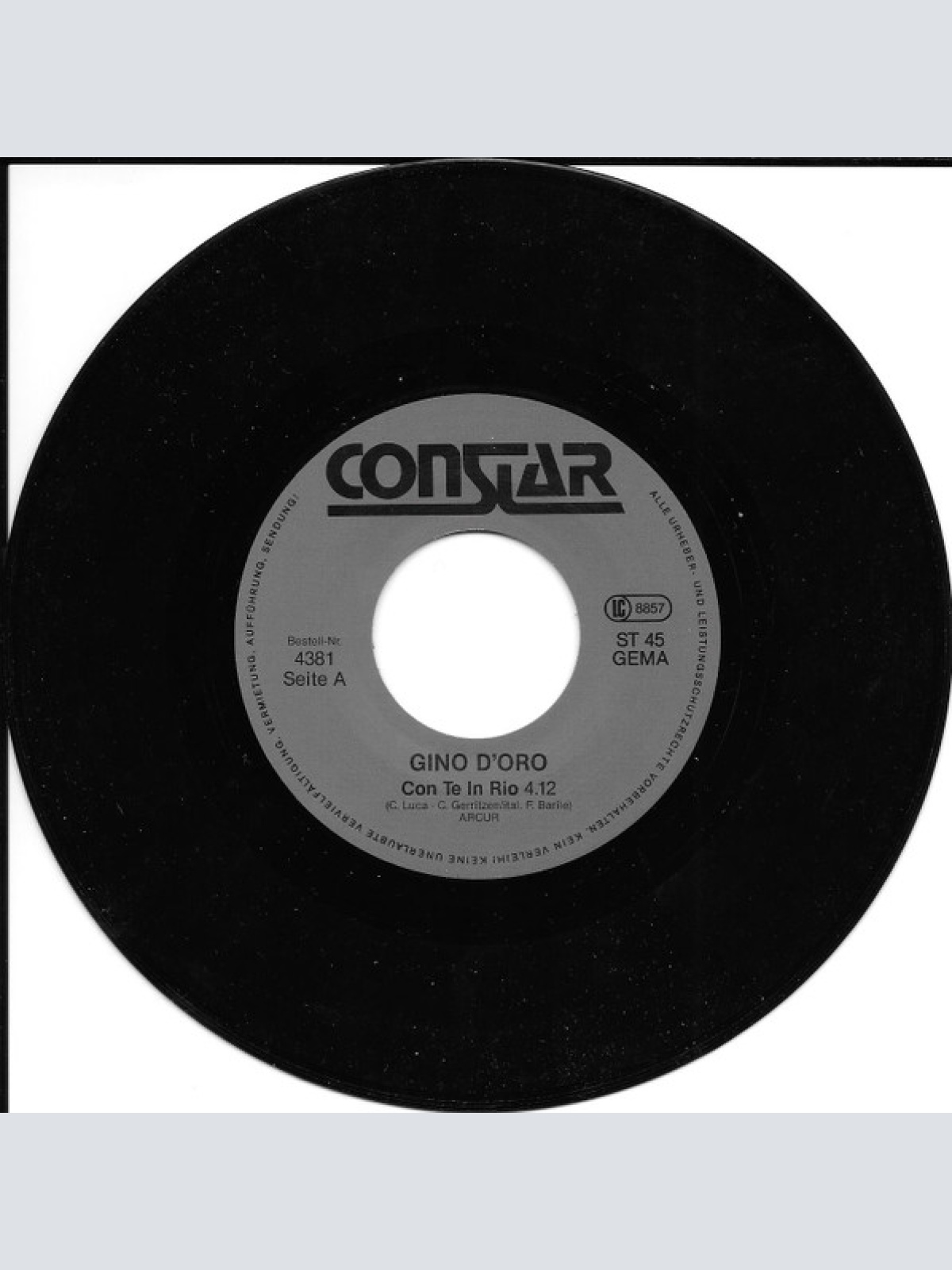 Vinyl / Gino D'Oro - Con Te In Rio