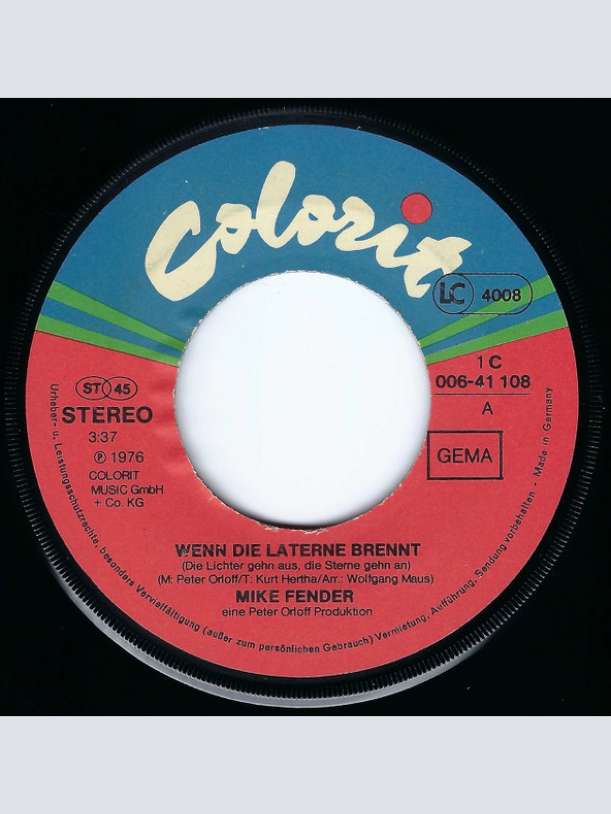 Vinyl / Mike Fender - Wenn Die Laterne Brennt
