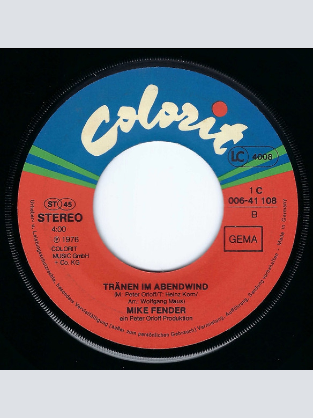 Vinyl / Mike Fender - Wenn Die Laterne Brennt