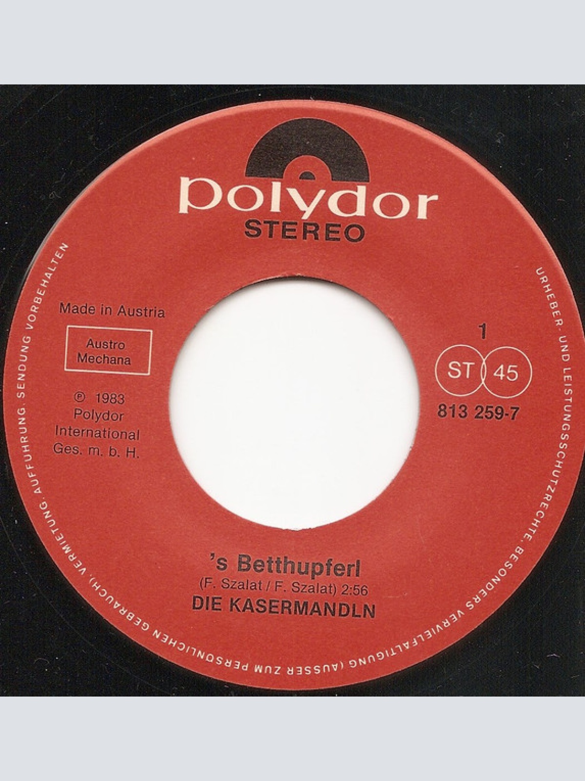 Vinyl / Die Kasermandln* - 's Betthupferl / Sag' Danke Schön Mit Roten Rosen