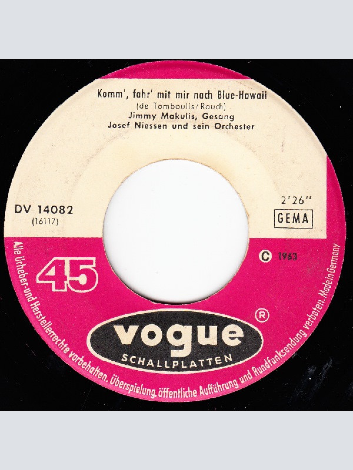 Vinyl / Jimmy Makulis - Komm', Fahr Mit Mir Nach Blue-Hawaii