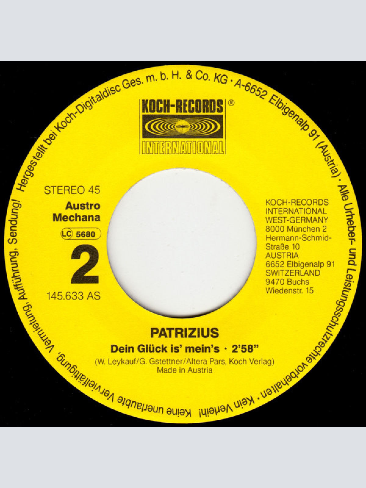 Vinyl / Patrizius - Aber Dich Gibt´s Nur Einmal Für Mich