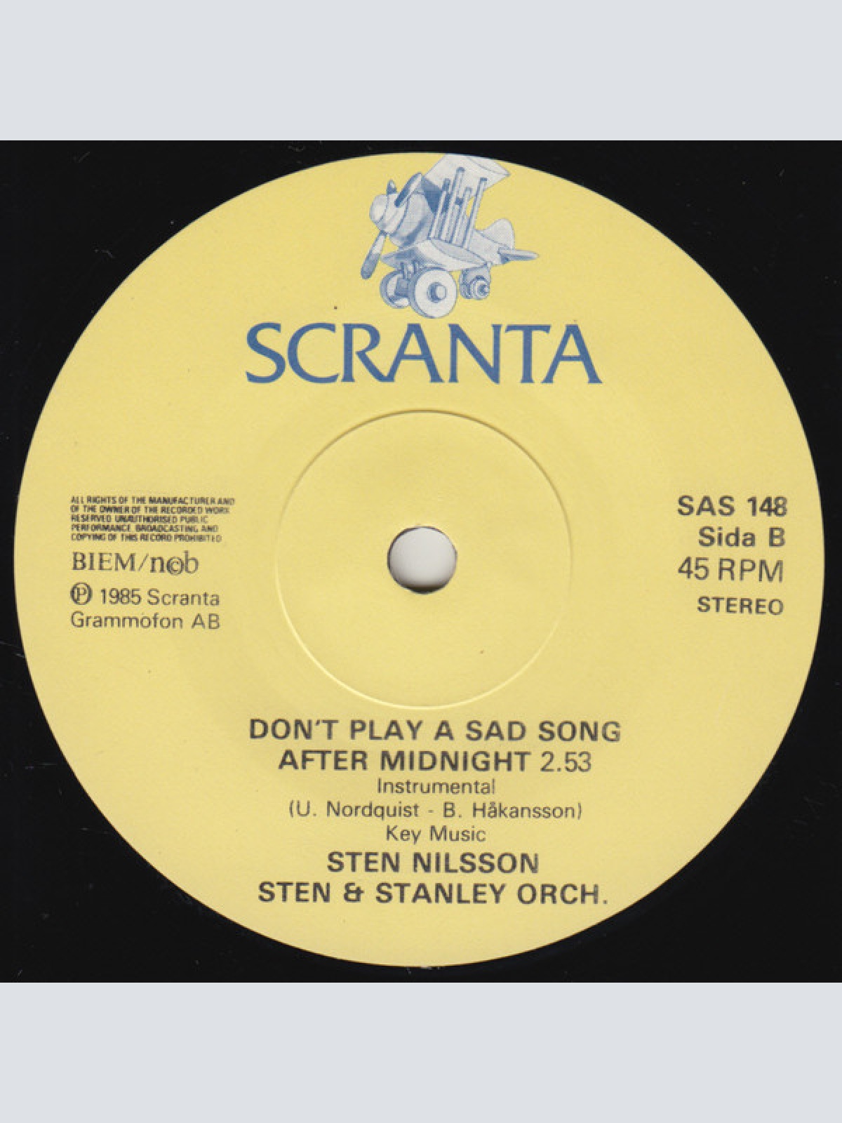 Vinyl / Sten Nilsson, The Sten & Stanley Orch.* - Don't Play A Sad Song After Midnight