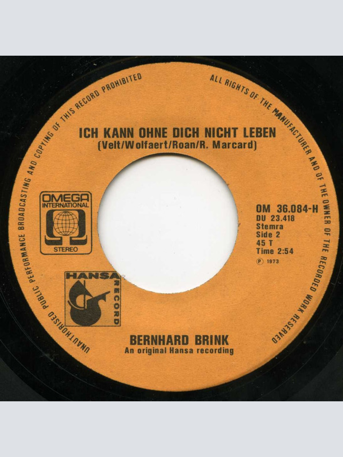 Vinyl / Bernhard Brink - Wo Steht Das Geschrieben? / Ich Kann Ohne Dich Nicht Leben