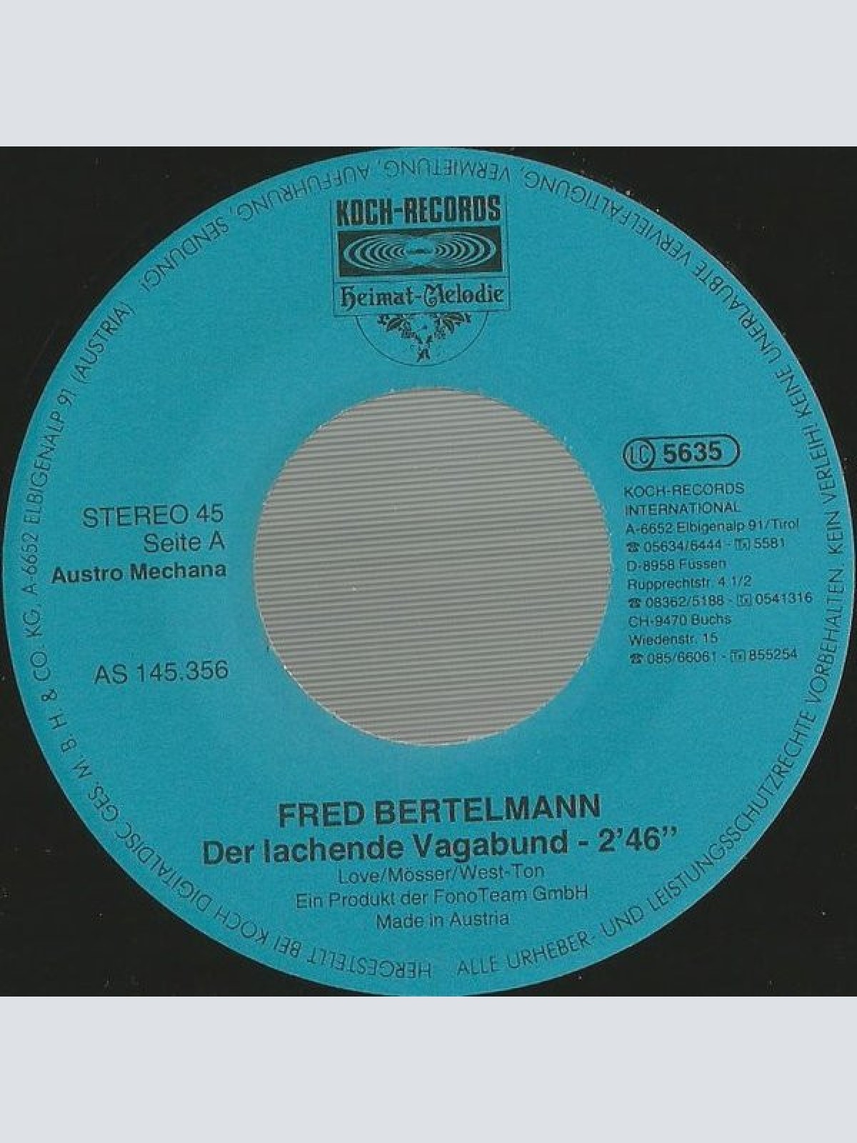 Vinyl / Fred Bertelmann - Der Lachende Vagabund