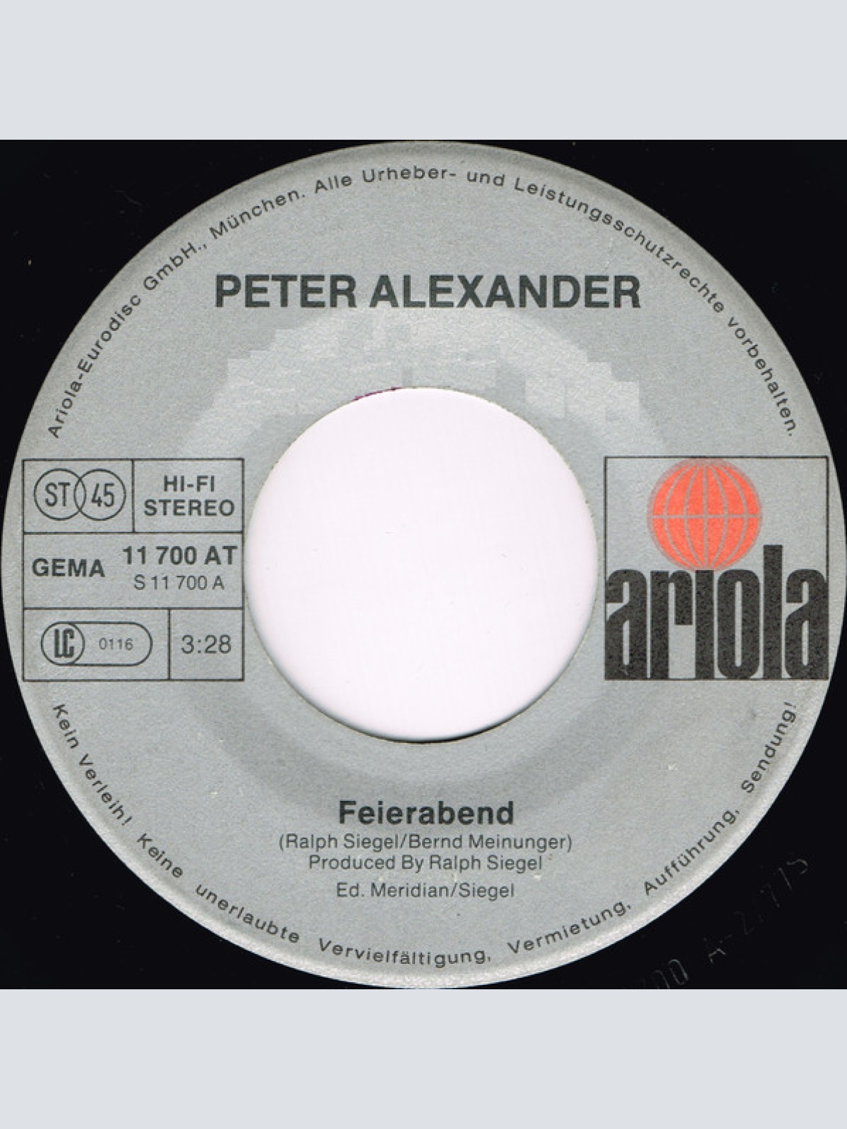 Vinyl / Peter Alexander - Feierabend