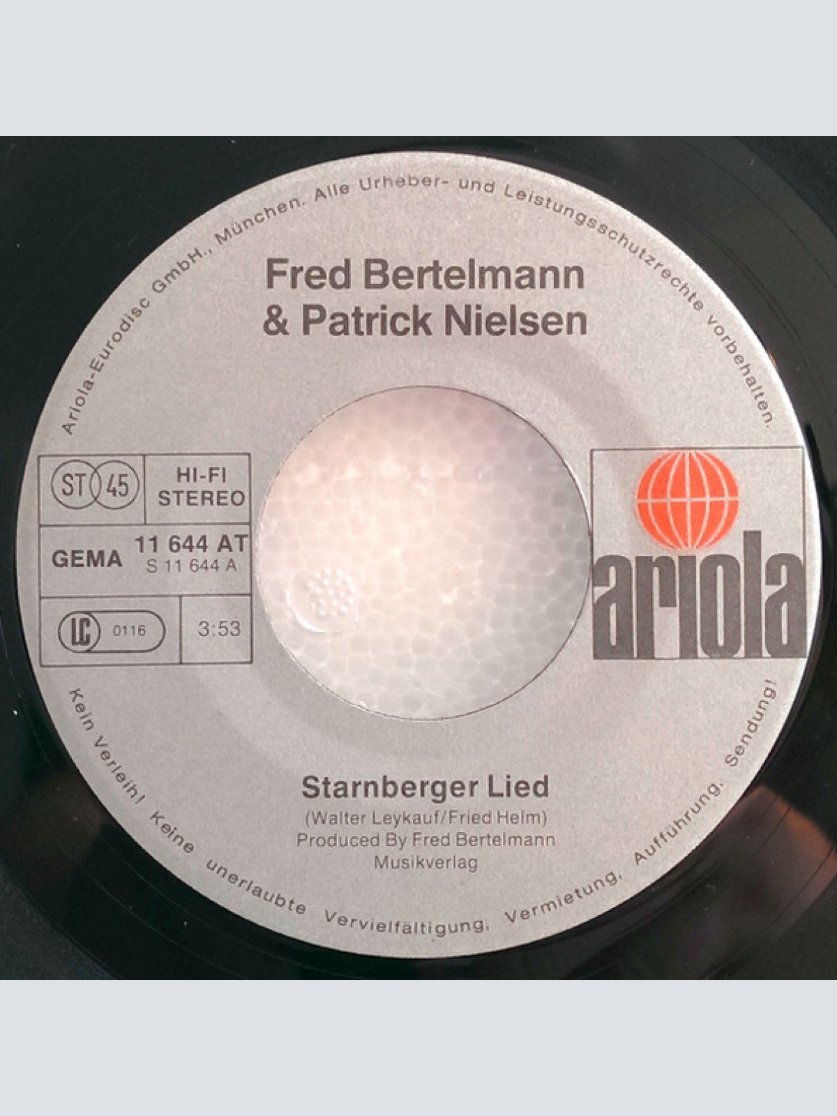 Vinyl / Fred Bertelmann & Patrick Nielsen - Das Starnberger See Lied / Wir Bleib'n In Bayern