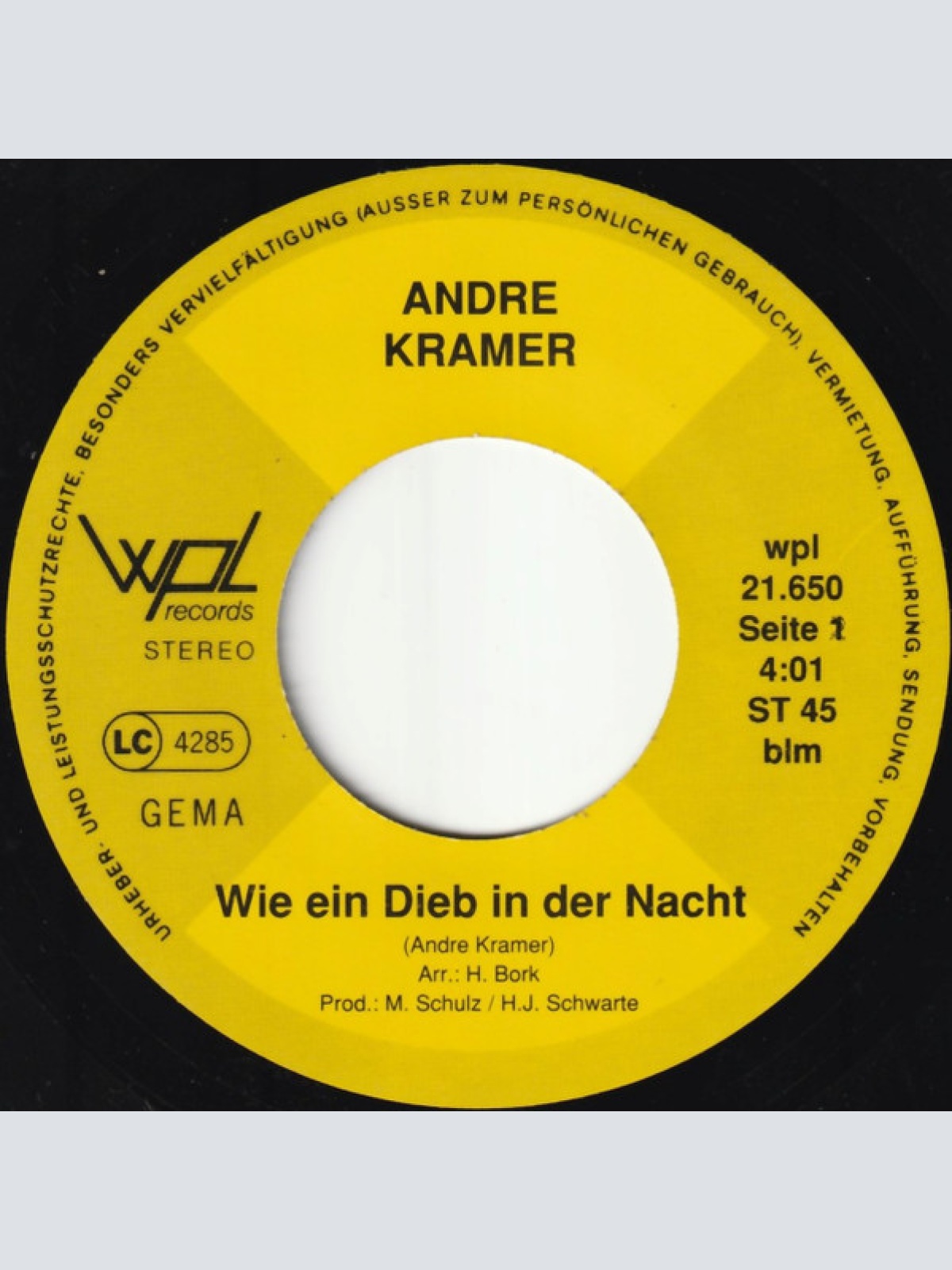 Vinyl / André Kramer (2) - Wie Ein Dieb In Der Nacht