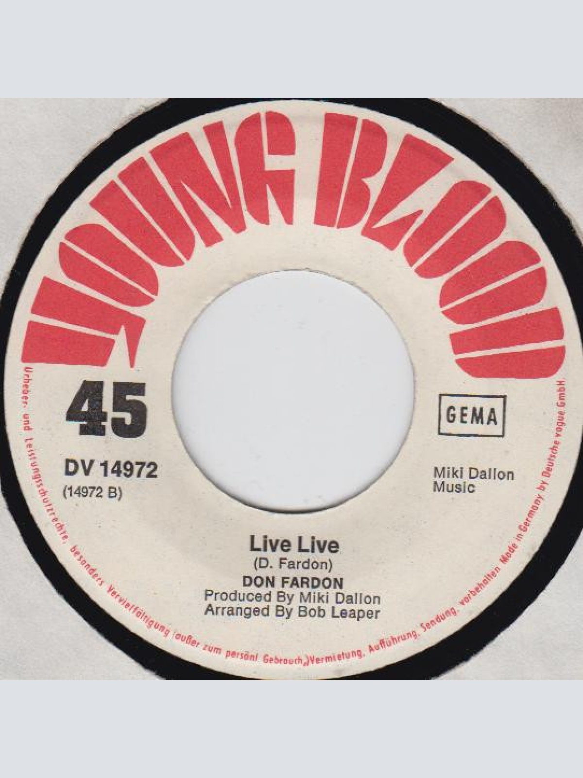 Vinyl / Don Fardon - Nice Loving You / Live Live