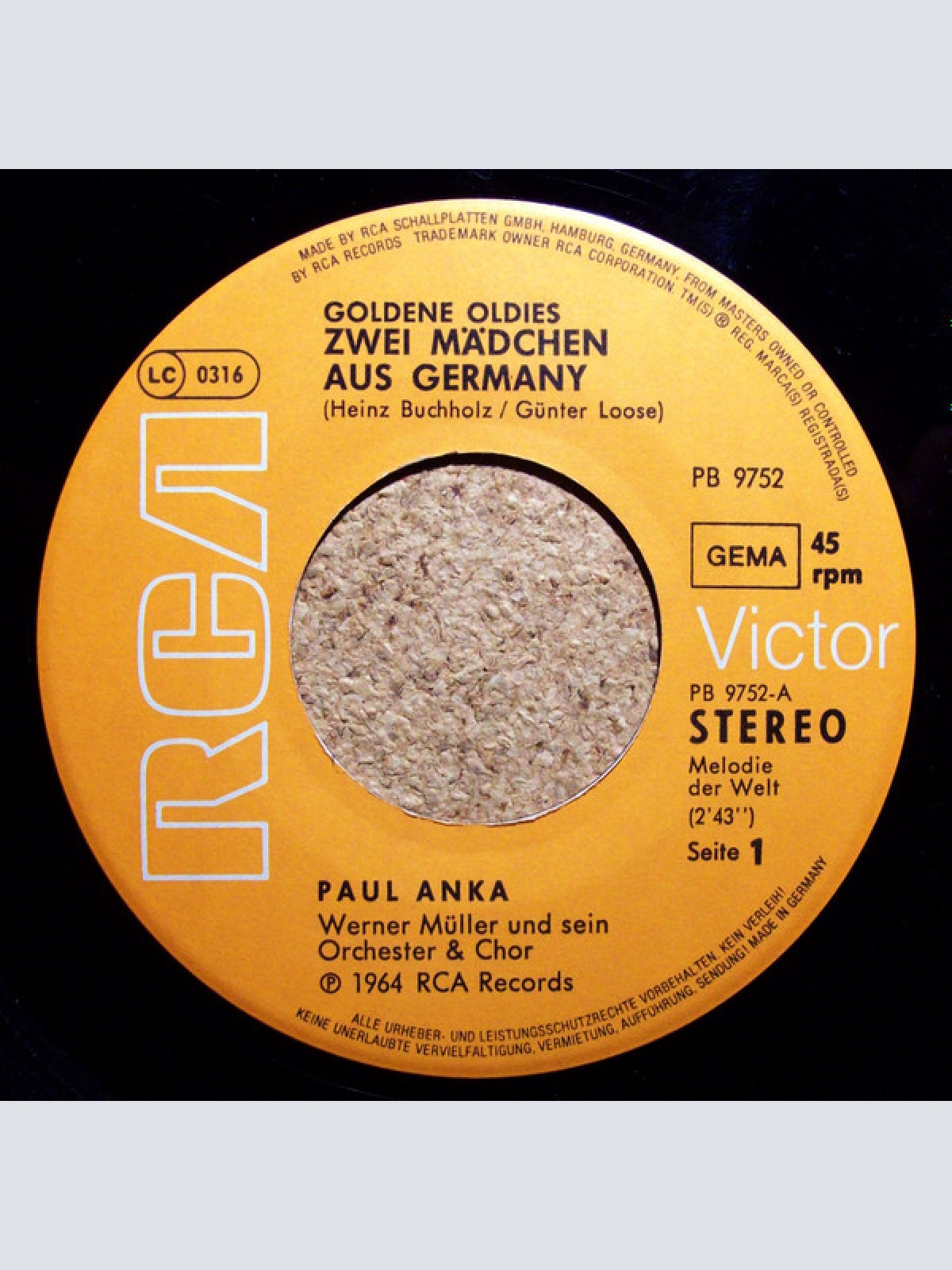 Vinyl / Paul Anka - Zwei Mädchen Aus Germany / Elisabeth
