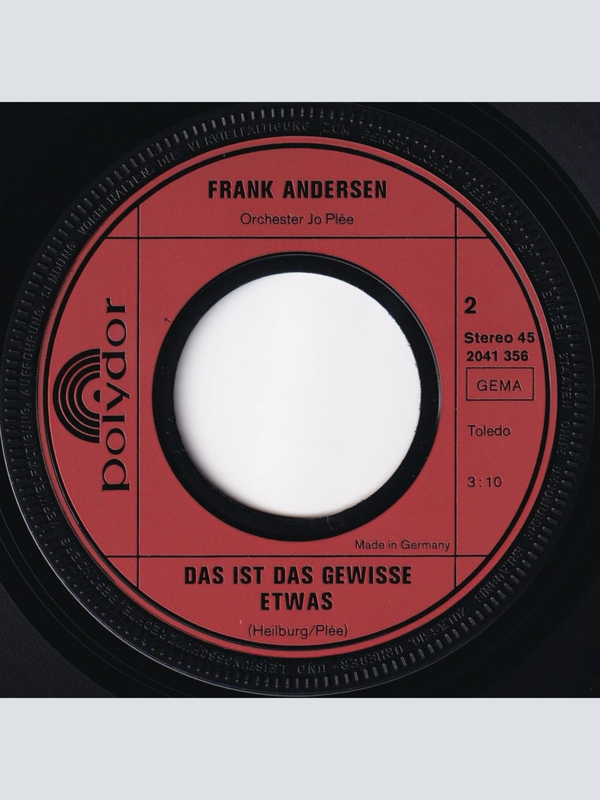 Vinyl / Frank Andersen - Was Machst Du Am Sonntag / Das Gewisse Etwas