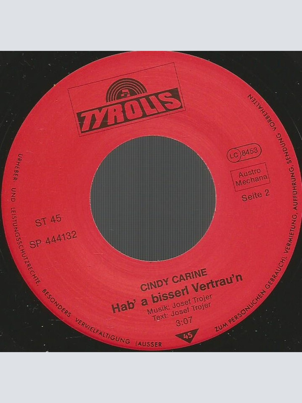 Vinyl / Cindy Carine - Blumen Wünsch' I Mir / Hab' A Bisserl Vertau'n