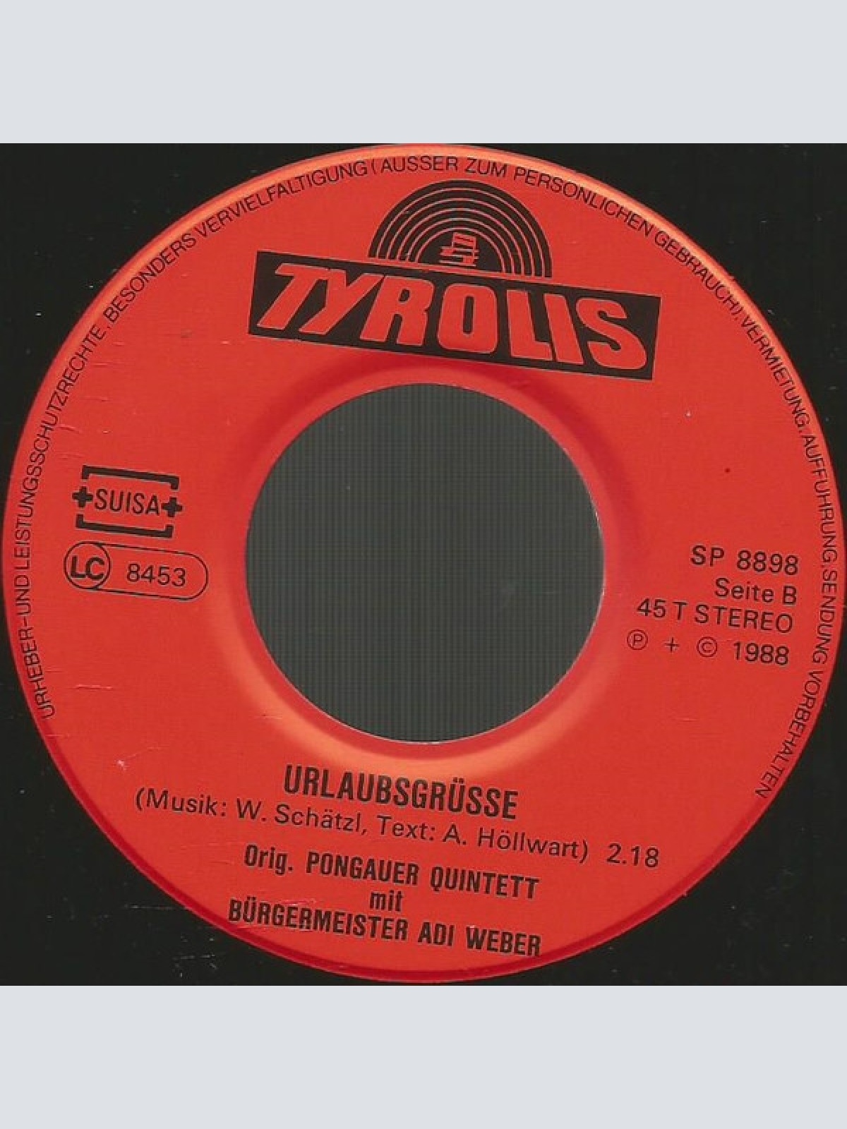 Vinyl / Orig. Pongauer Quintett* Mit Bürgermeister Adi Weber (2) - Dorfgastein, Hofgastein, Badgastein / Urlaubsgrüße