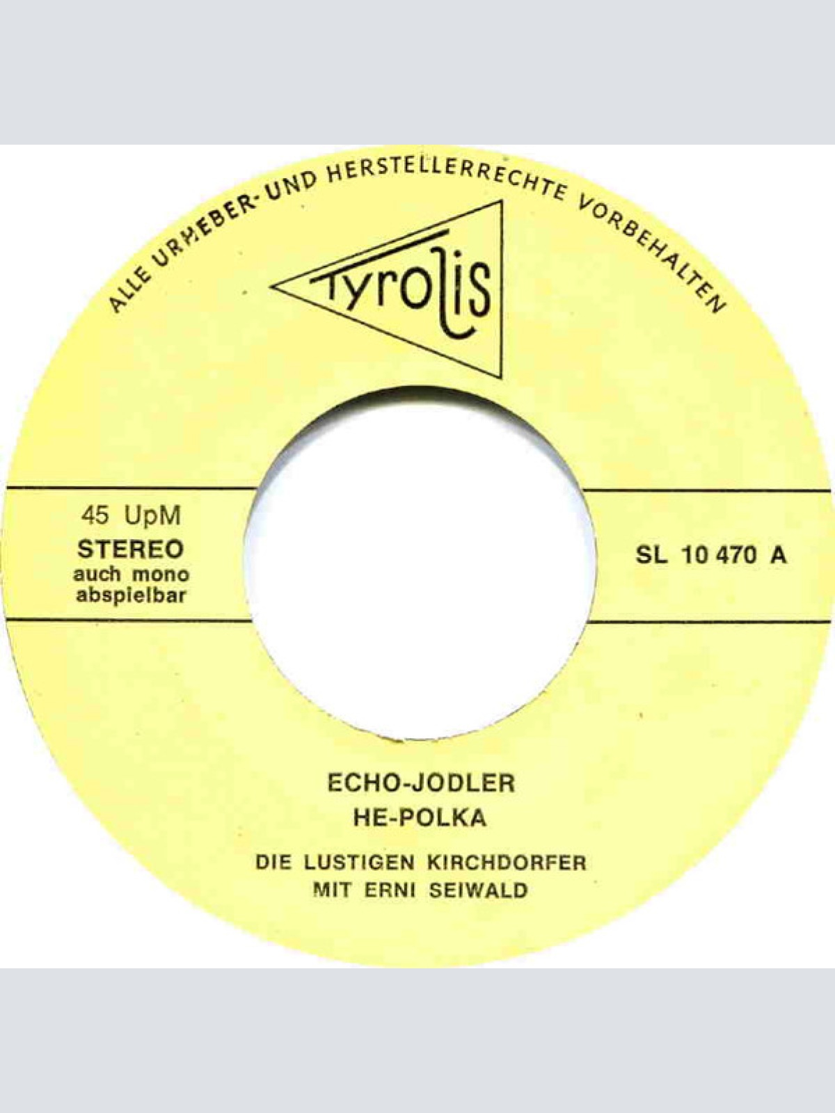 Vinyl / Erni Seiwald mit den Lustigen Kirchdorfern - Echo Jodler