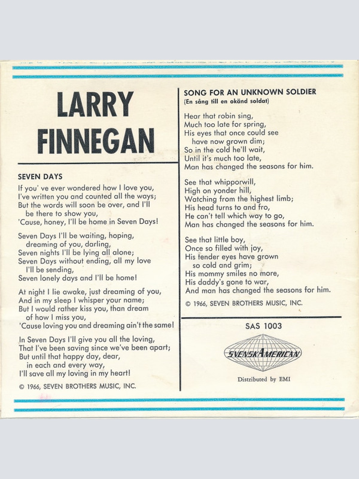 Vinyl / Larry Finnegan - Seven Days