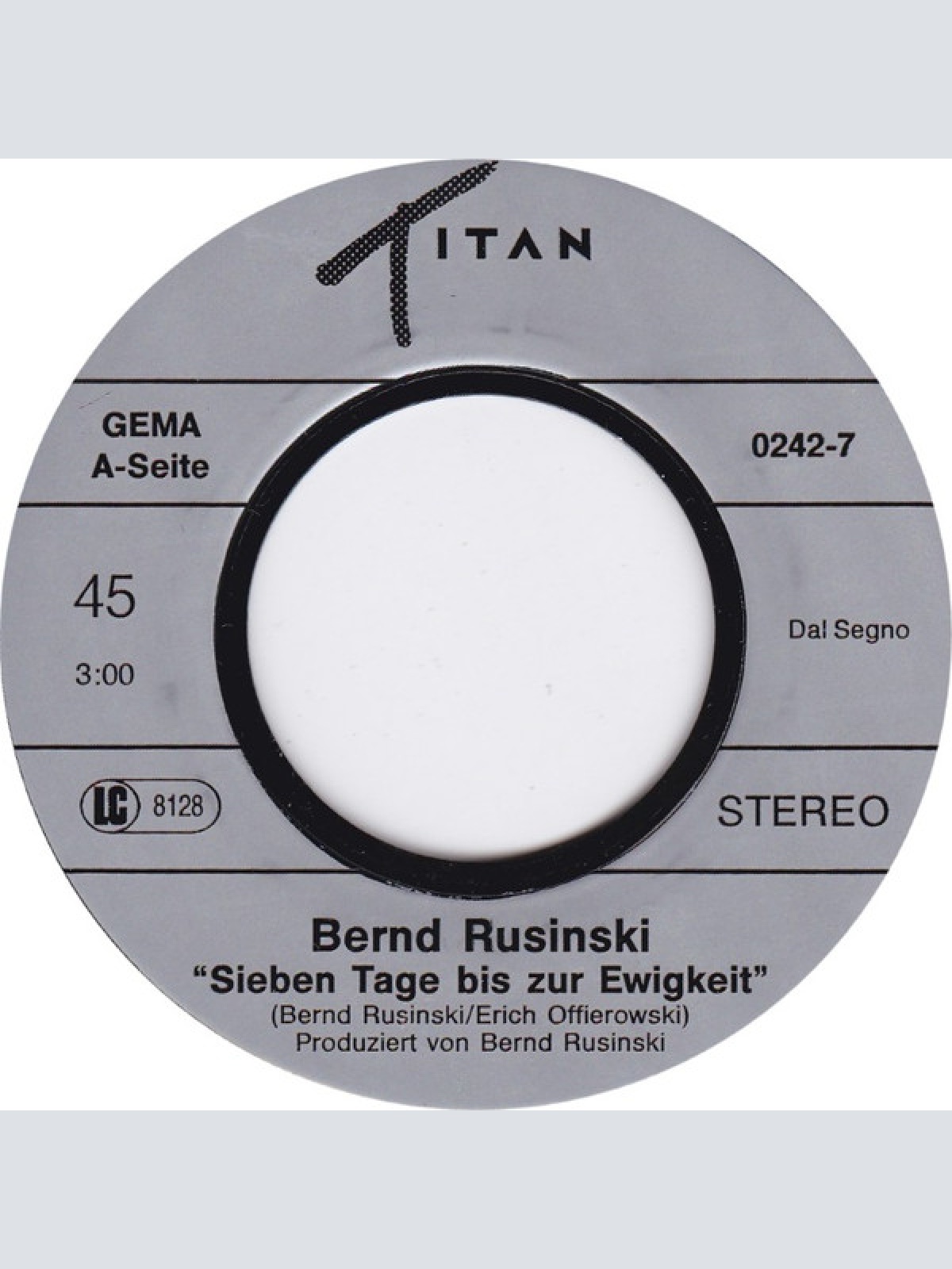 Vinyl / Bernd Rusinski - 7 Tage Bis Zur Ewigkeit