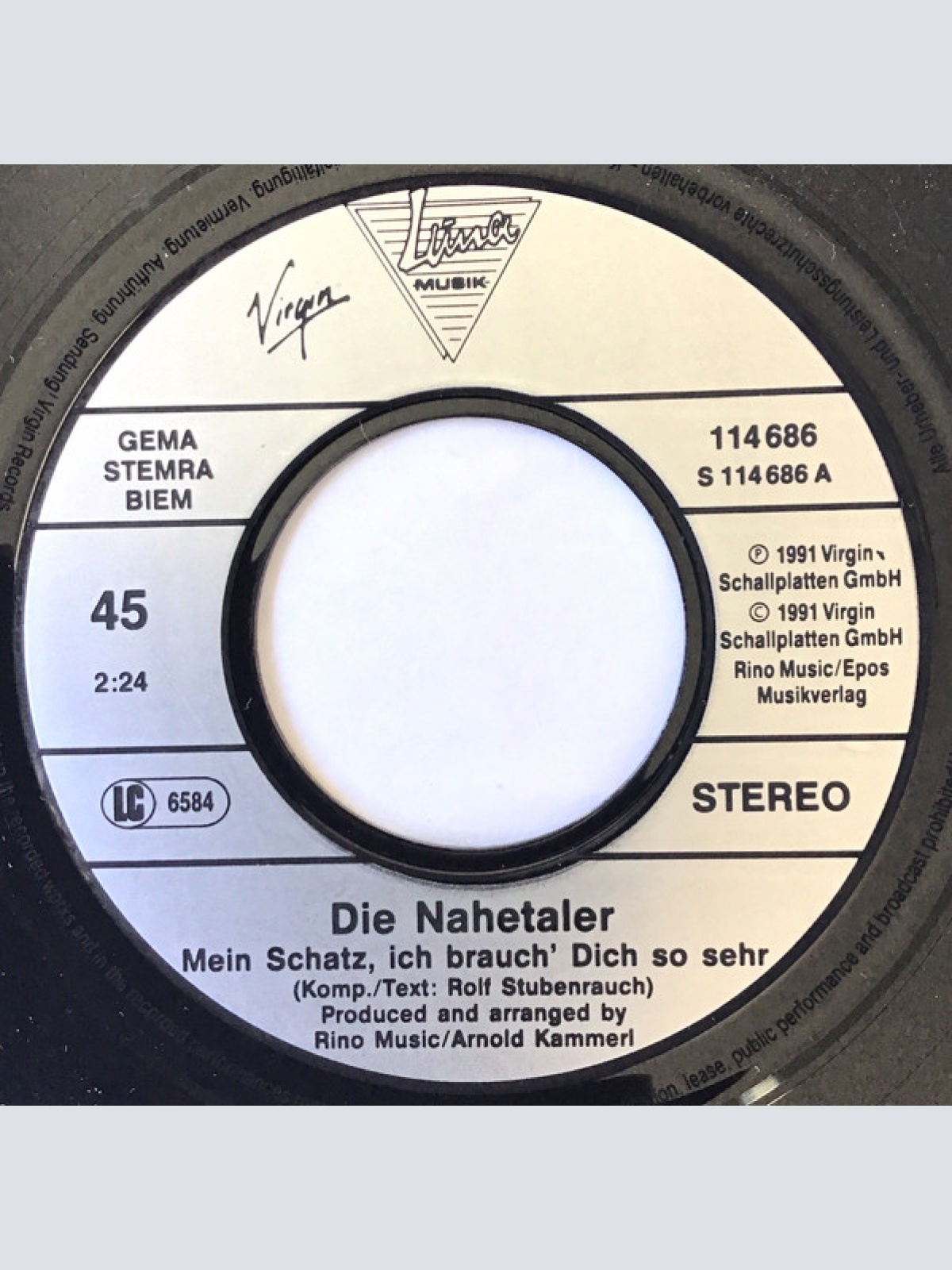 Vinyl / Die Nahetaler - Mein Schatz, Ich Brauch' Dich So Sehr