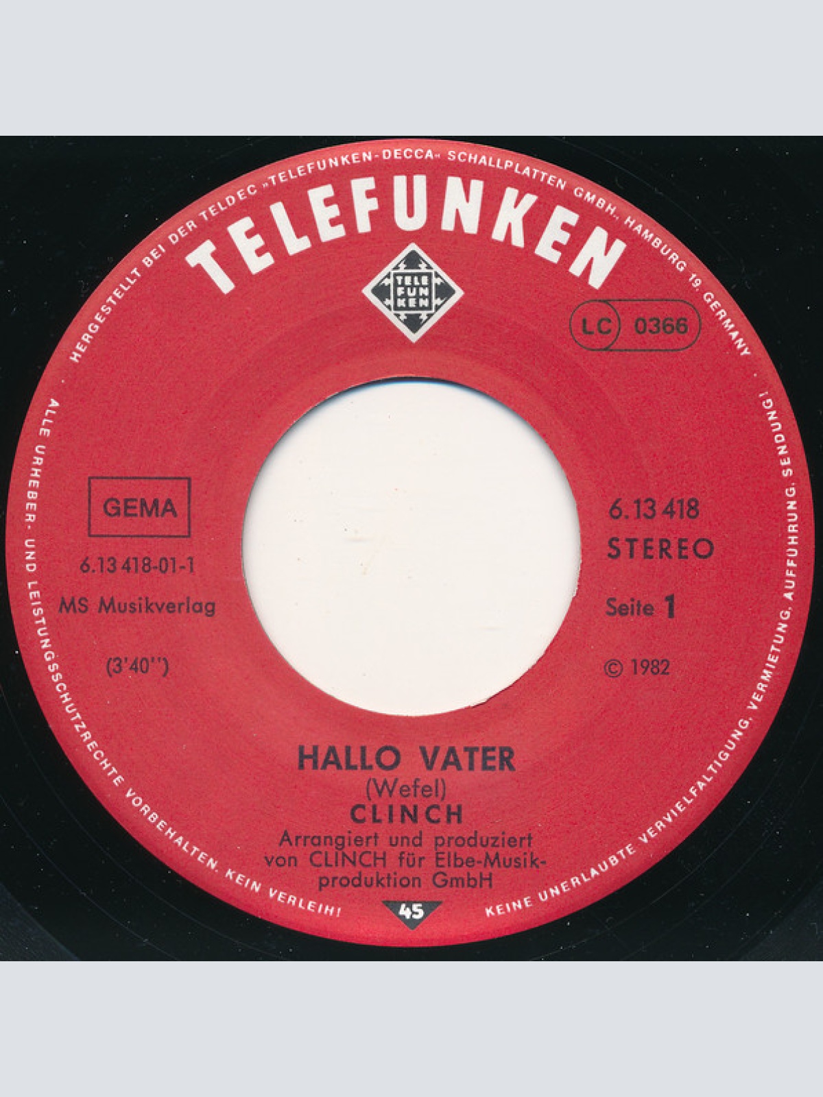 Vinyl / Clinch - Hallo Vater / Nachts, Wenn Der Schienenpfleger Kommt