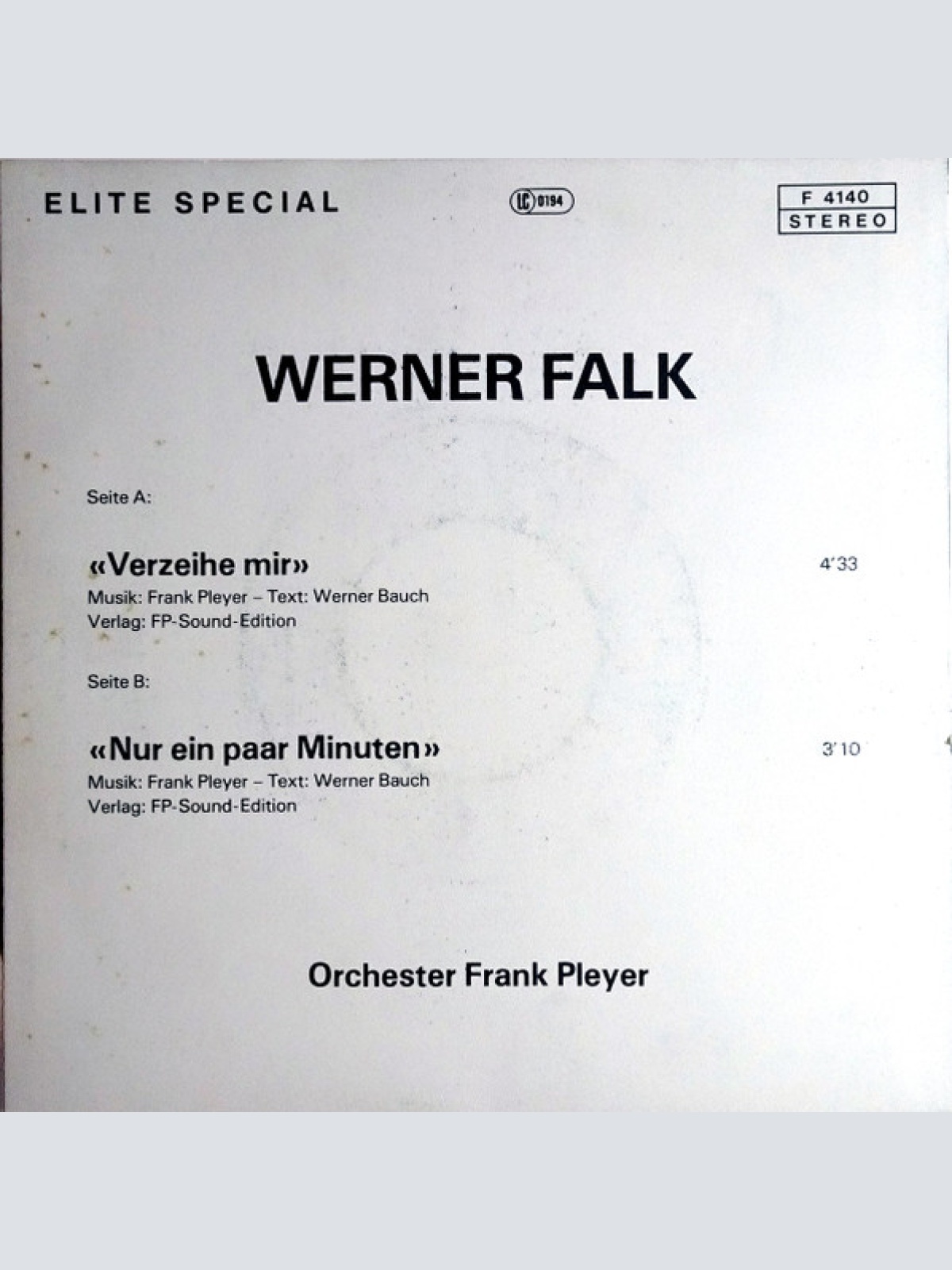Vinyl / Werner Falk - Verzeihe Mir