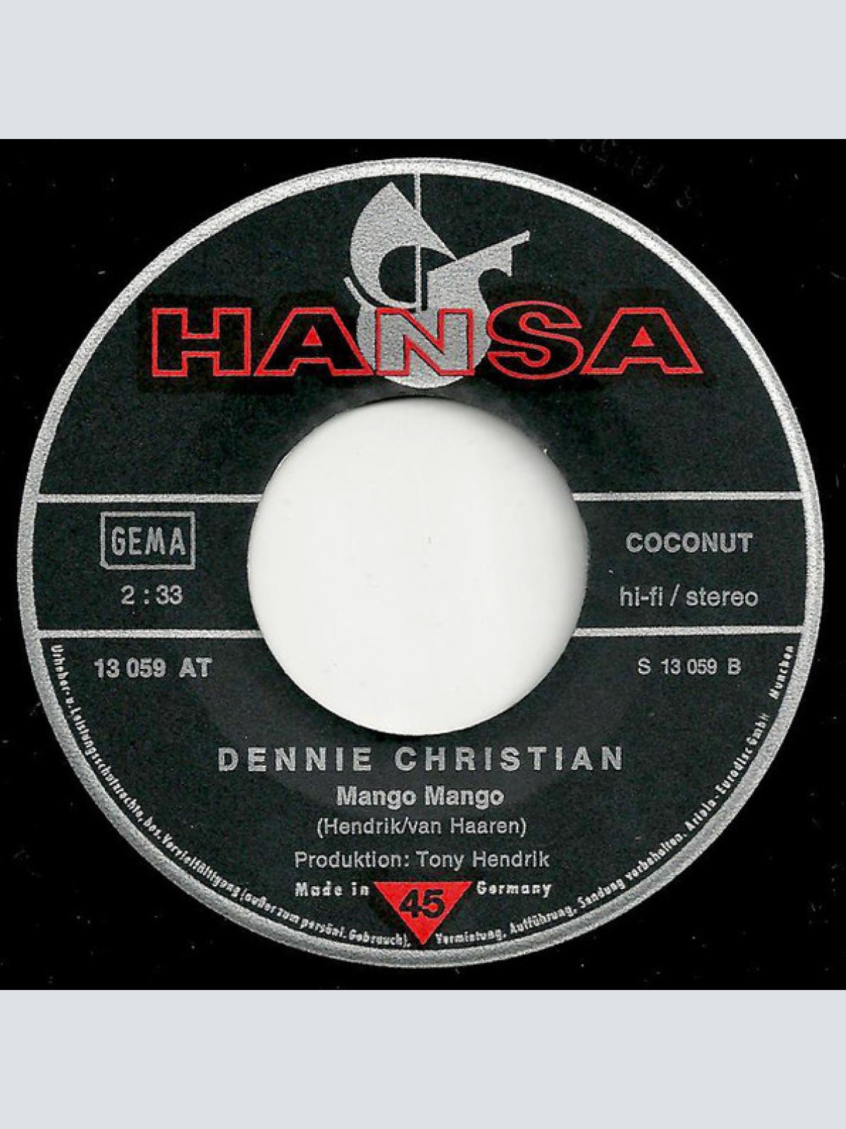 Vinyl / Dennie Christian - Baby, I Love You