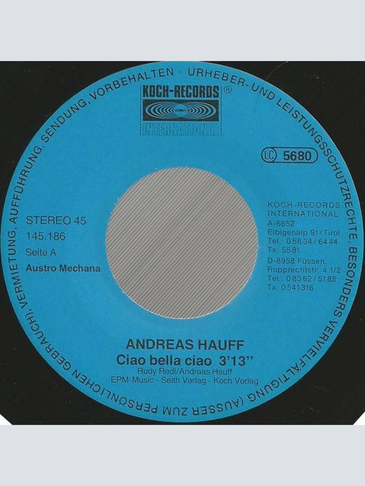 Vinyl / Andreas Hauff - Ciao Bella Ciao