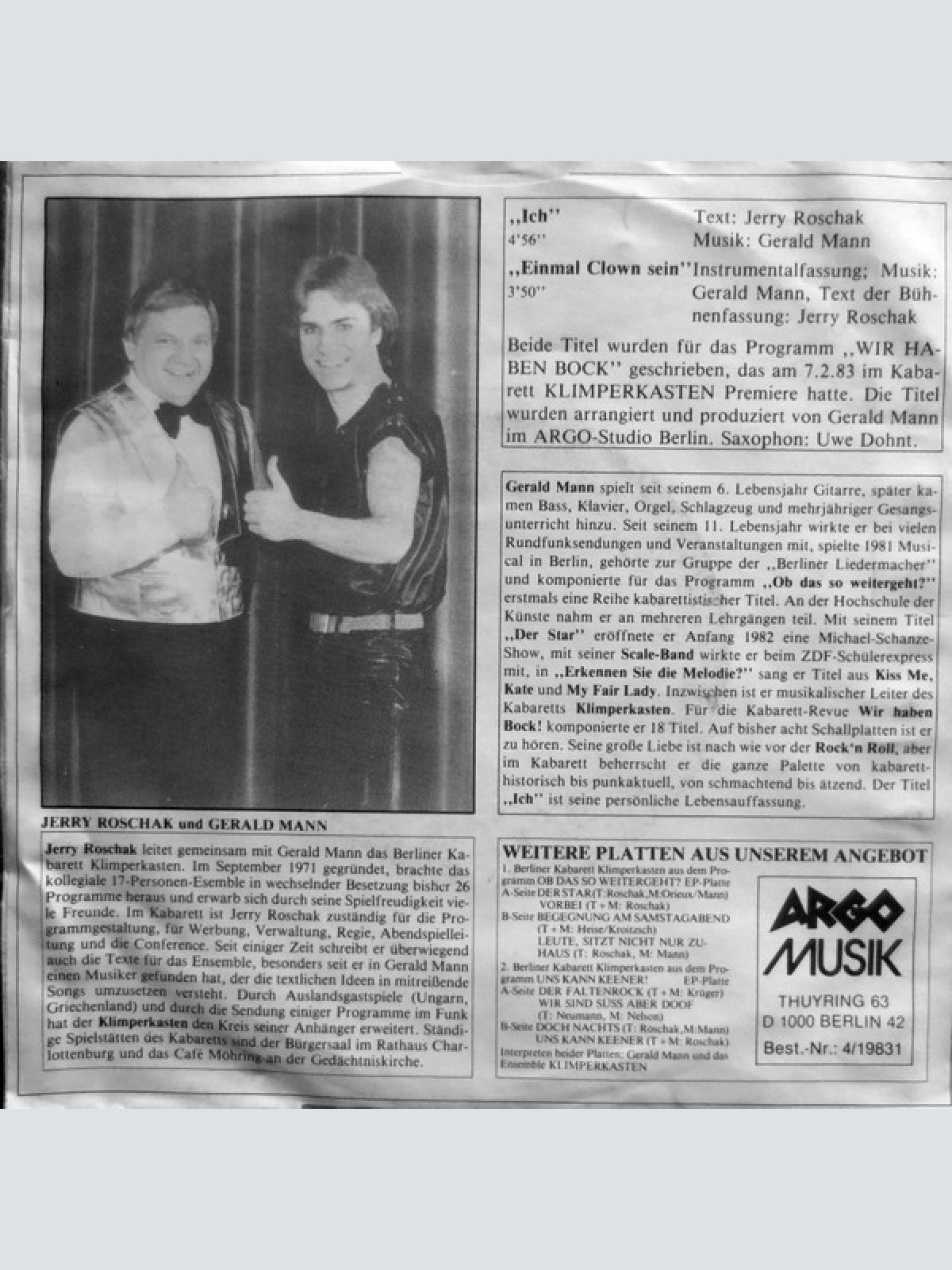 Vinyl / Gerald Mann - Ich