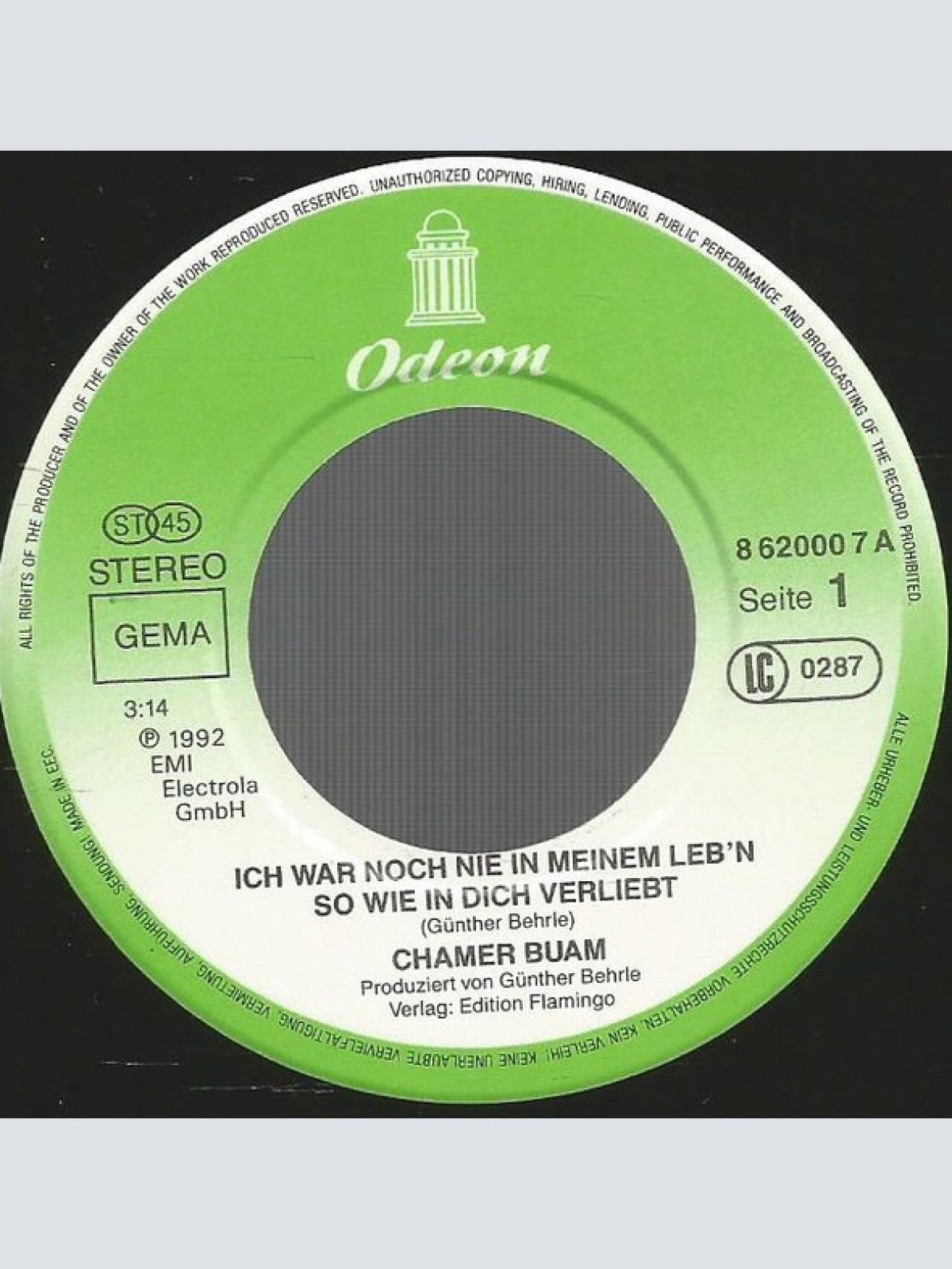 Vinyl / Chamer Buam - Ich War Noch Nie In Meinem Leb'n So Wie In Dich Verliebt