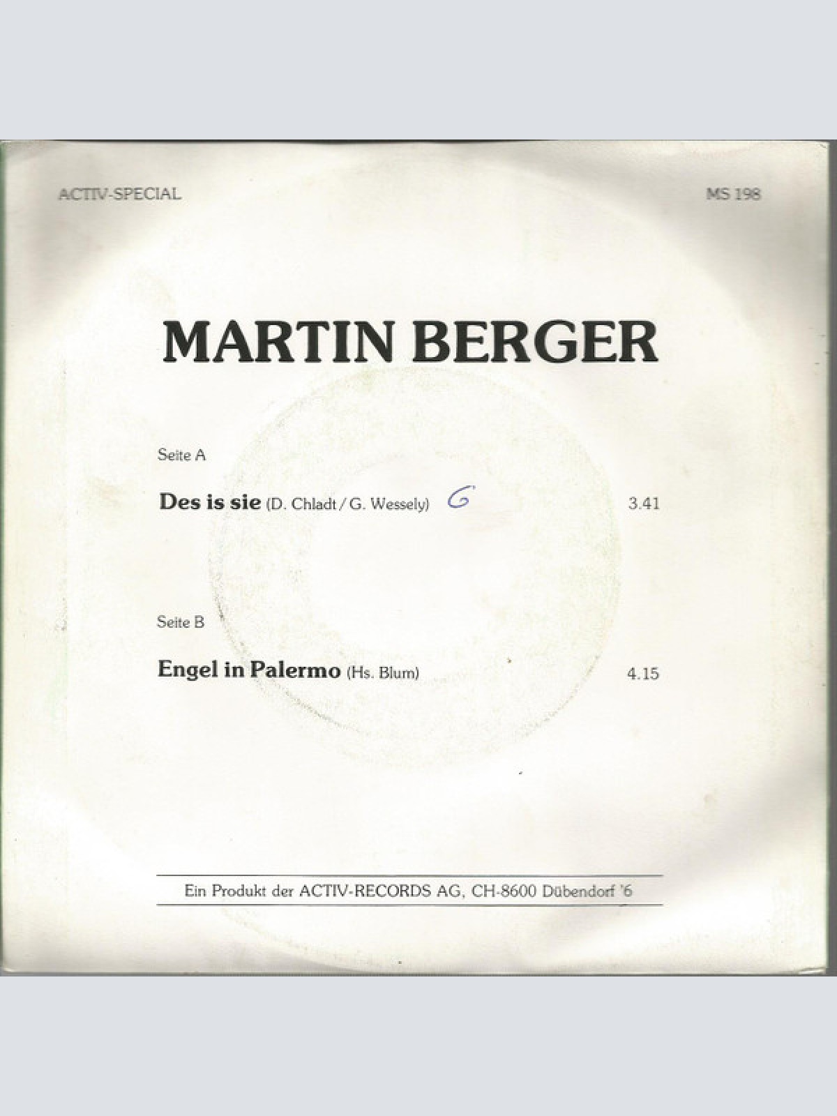 Vinyl / Martin Berger (3) - Des Is Sie