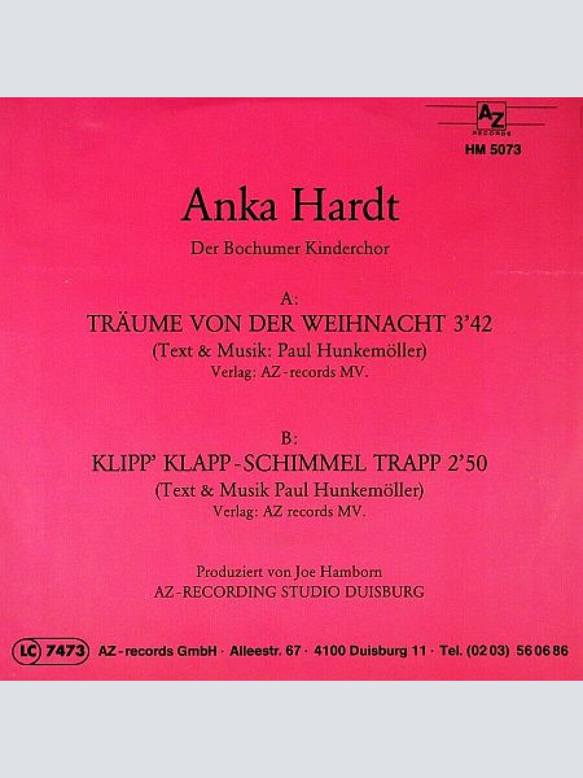 Vinyl / Anka Hardt Und Der Bochumer Kinderchor - Träume Von Der Weihnacht