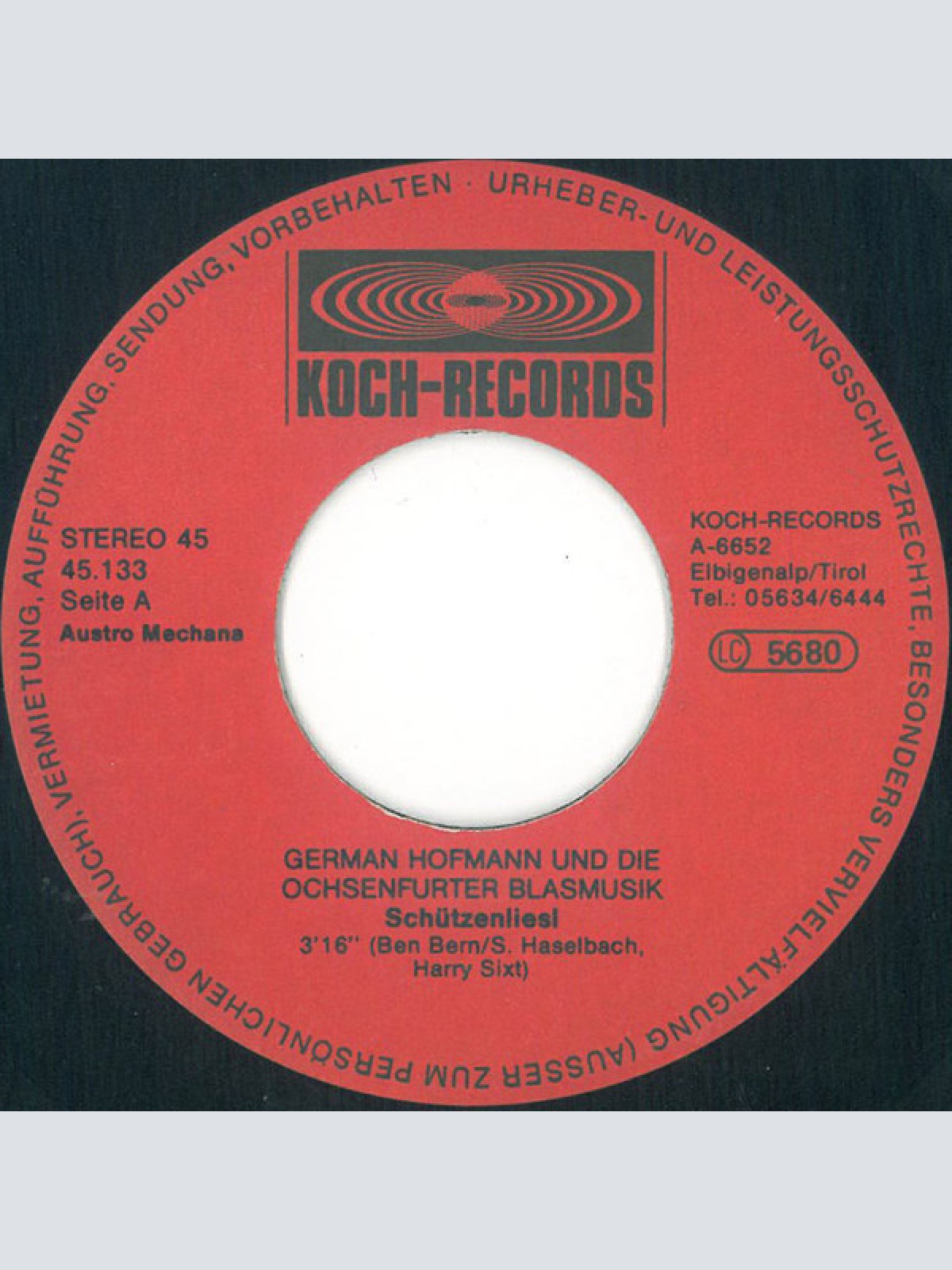 Vinyl / German Hofmann Und Seine Original Ochsenfurter Blasmusik - Schützenliesl