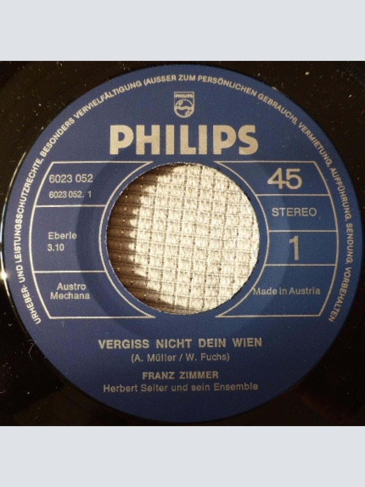 Vinyl / Franz Zimmer - Vergiß nicht dein Wien