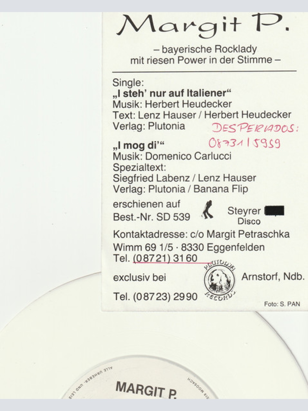 Vinyl / Margit P. - I' Steh' Nur Auf Italiener