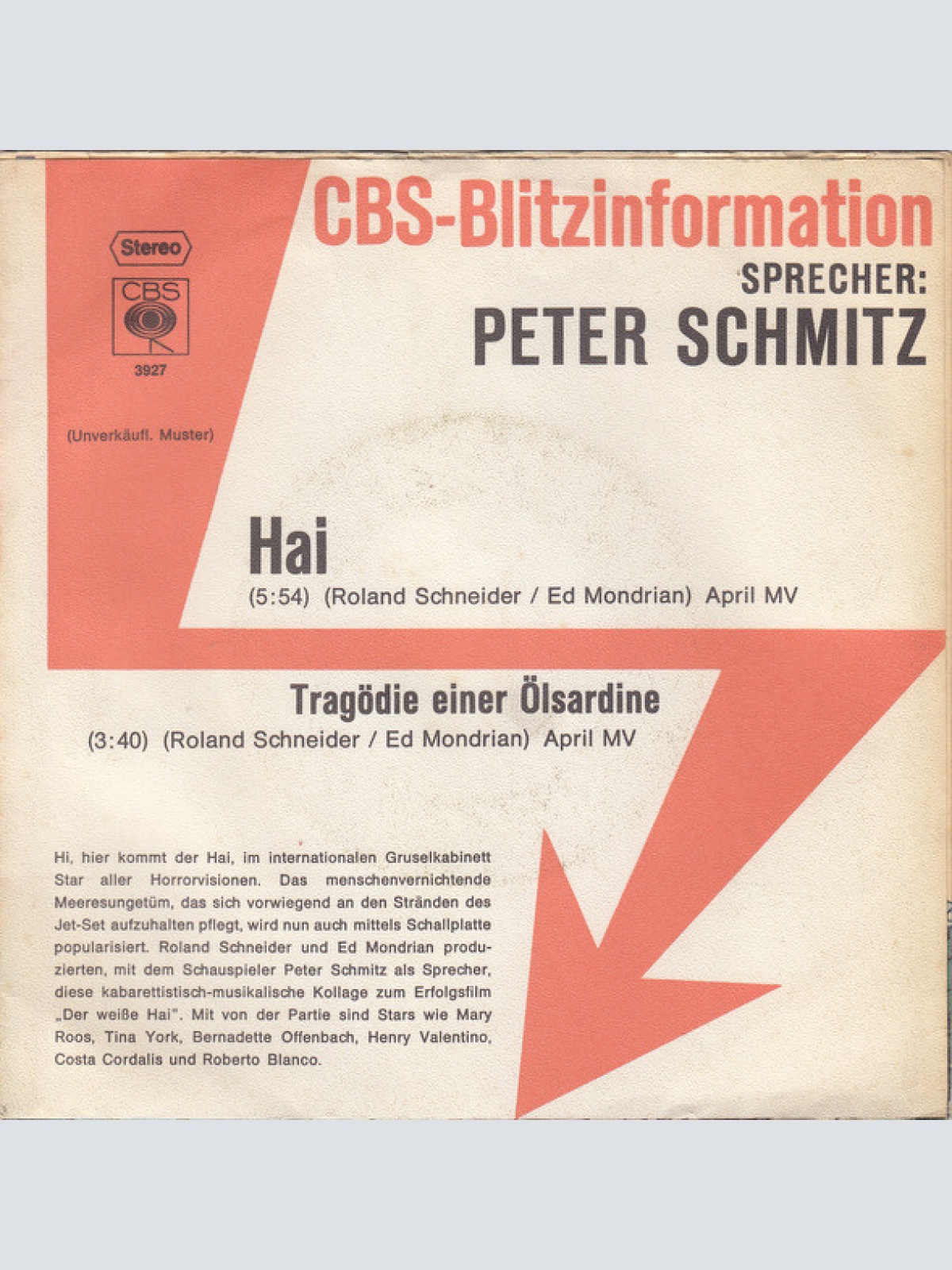 Vinyl / Peter Schmitz (3) - Hai -Eine Parodie-