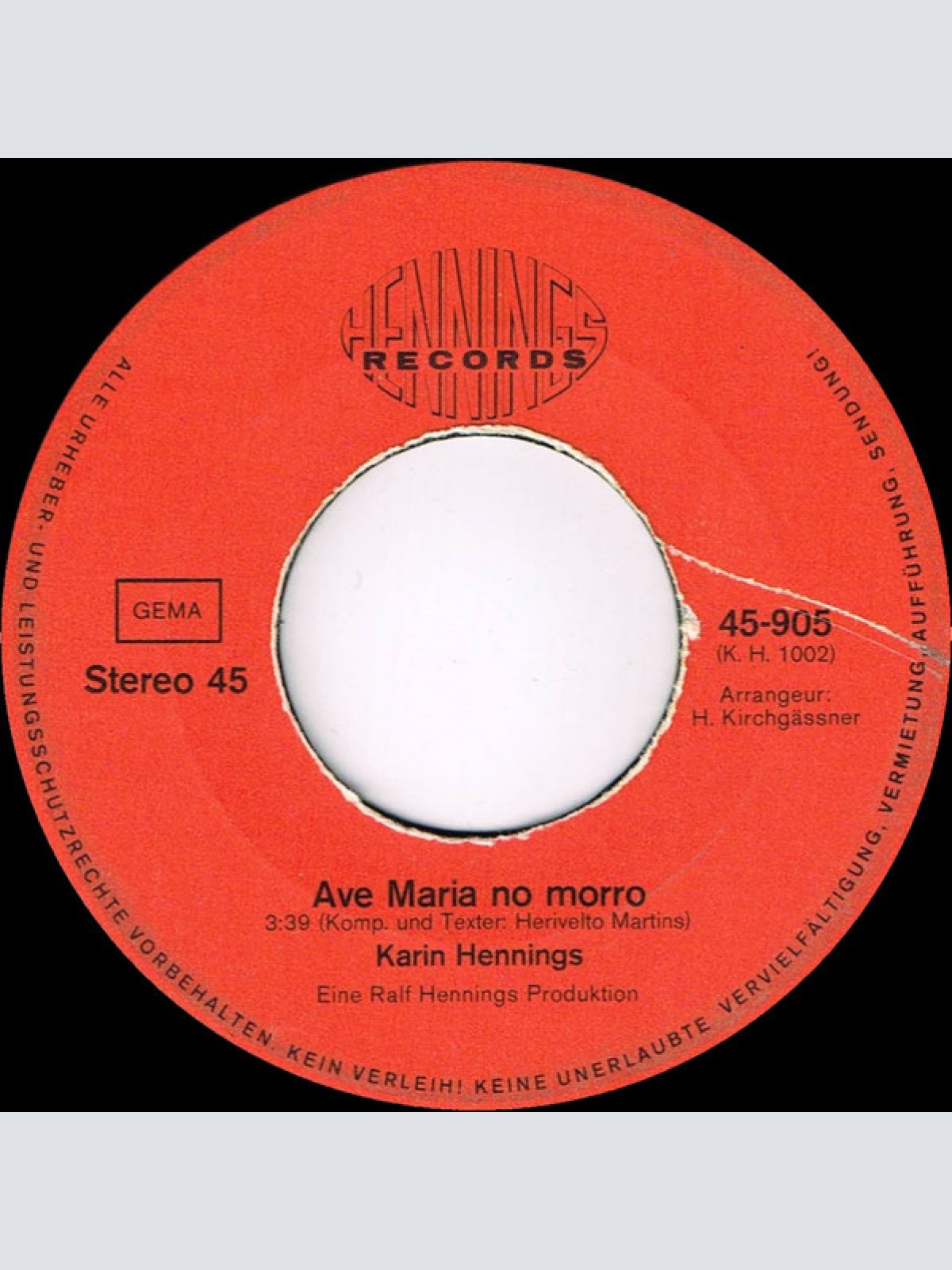 Vinyl / Karin Hennings - Liebe Ist Wie Eine Glut / Ave Maria No Moro