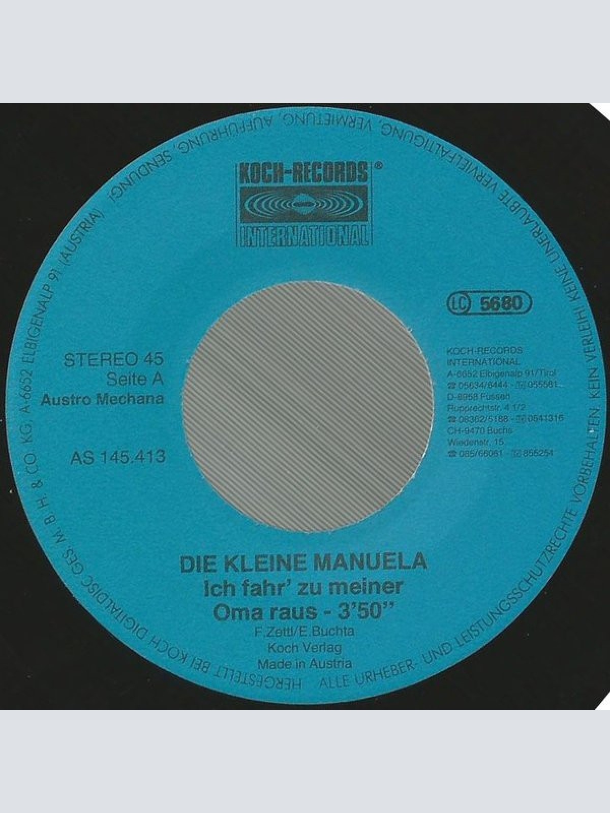Vinyl / Die Kleine Manuela - Ich Fahr Zu Meiner Oma Raus