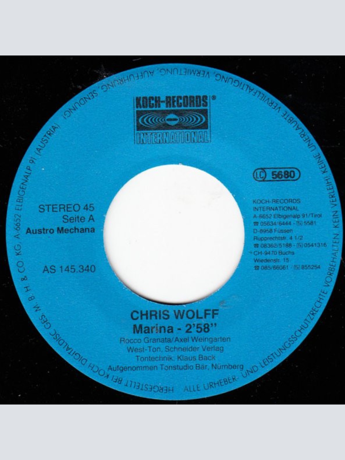 Vinyl / Chris Wolff - Marina