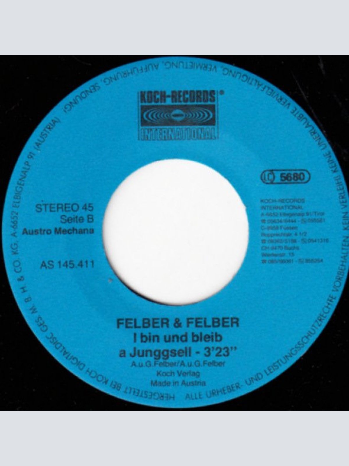 Vinyl / Felber & Felber - Di Mog I Doch No Am Liabst'n