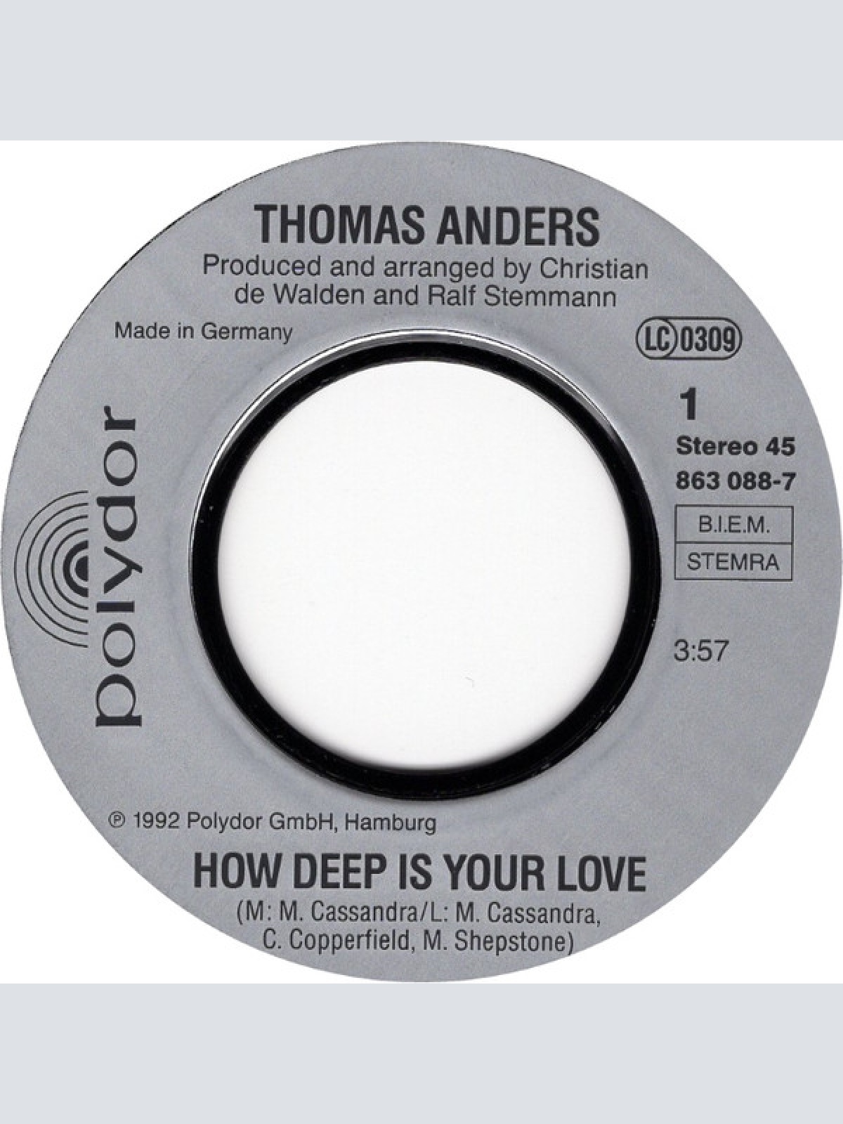 Vinyl / Thomas Anders - How Deep Is Your Love