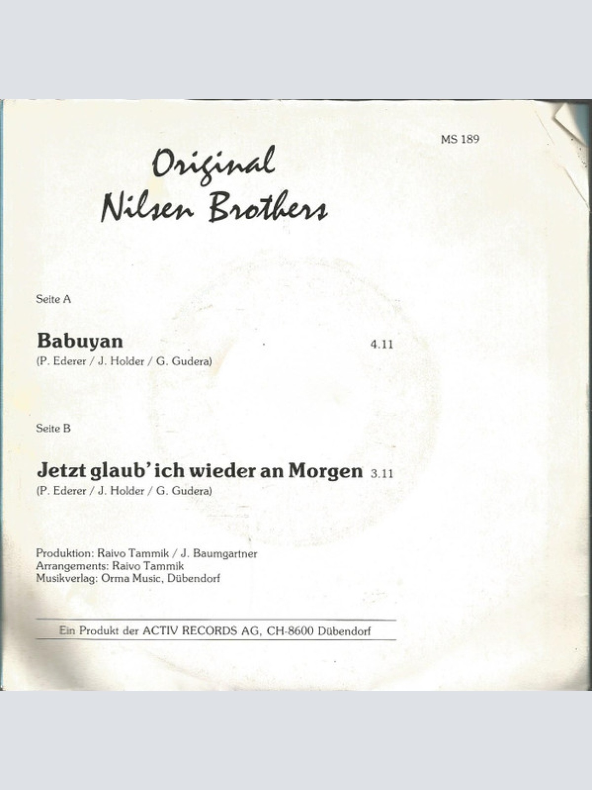 Vinyl / Original Nilsen Brothers* - Babuyan