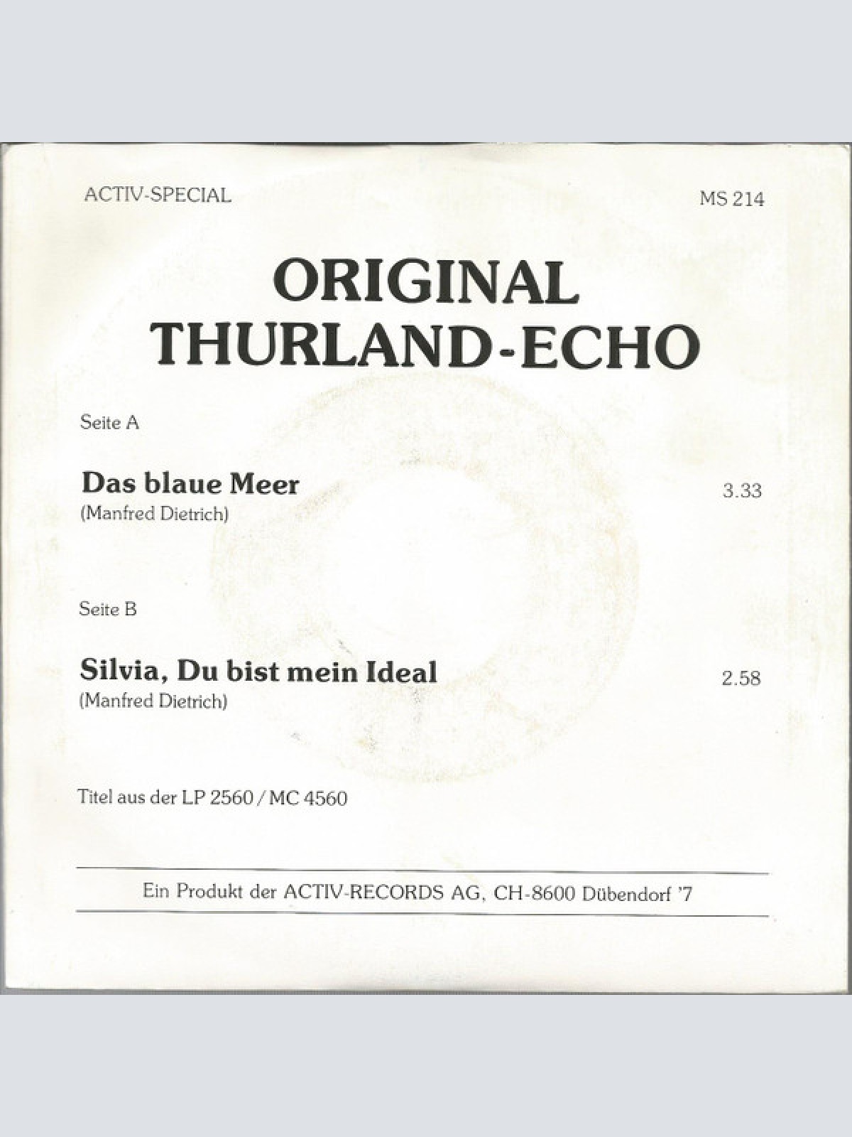 Vinyl / Original Thurland Echo* - Das Blaue Meer