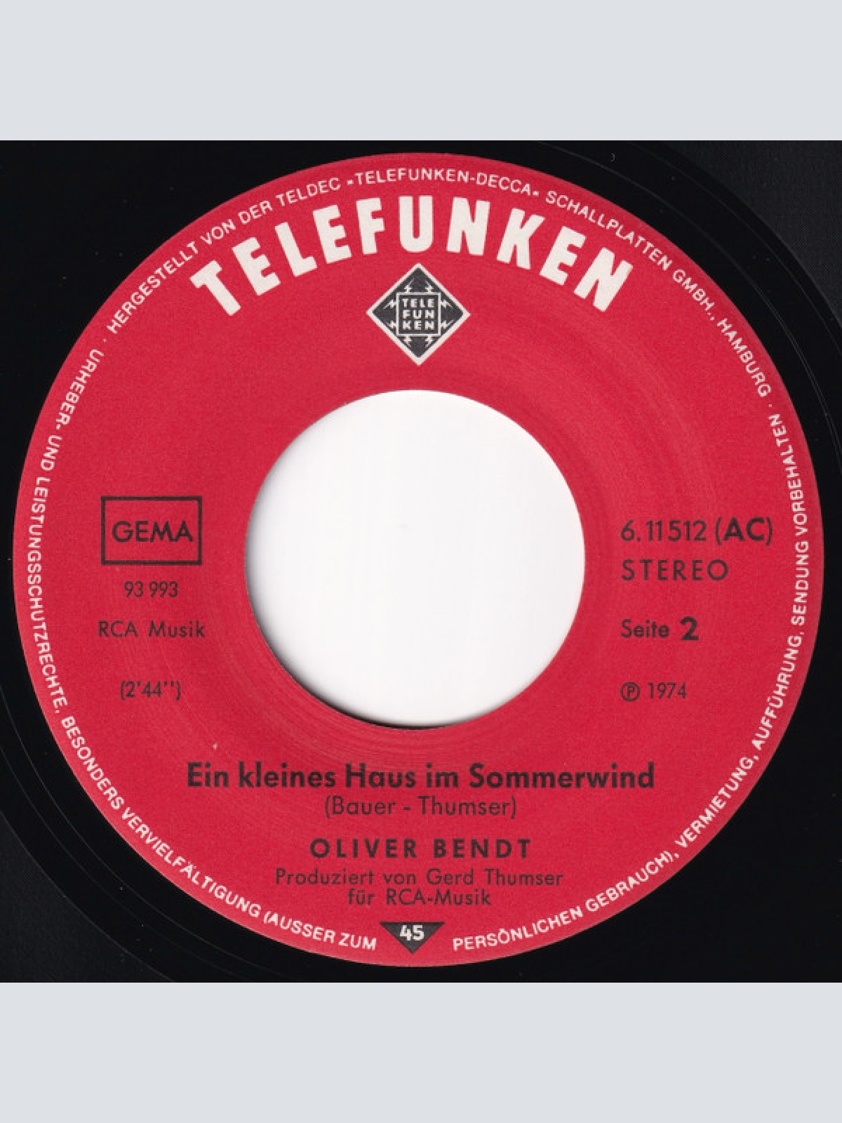 Vinyl / Oliver Bendt - Kleiner Danny