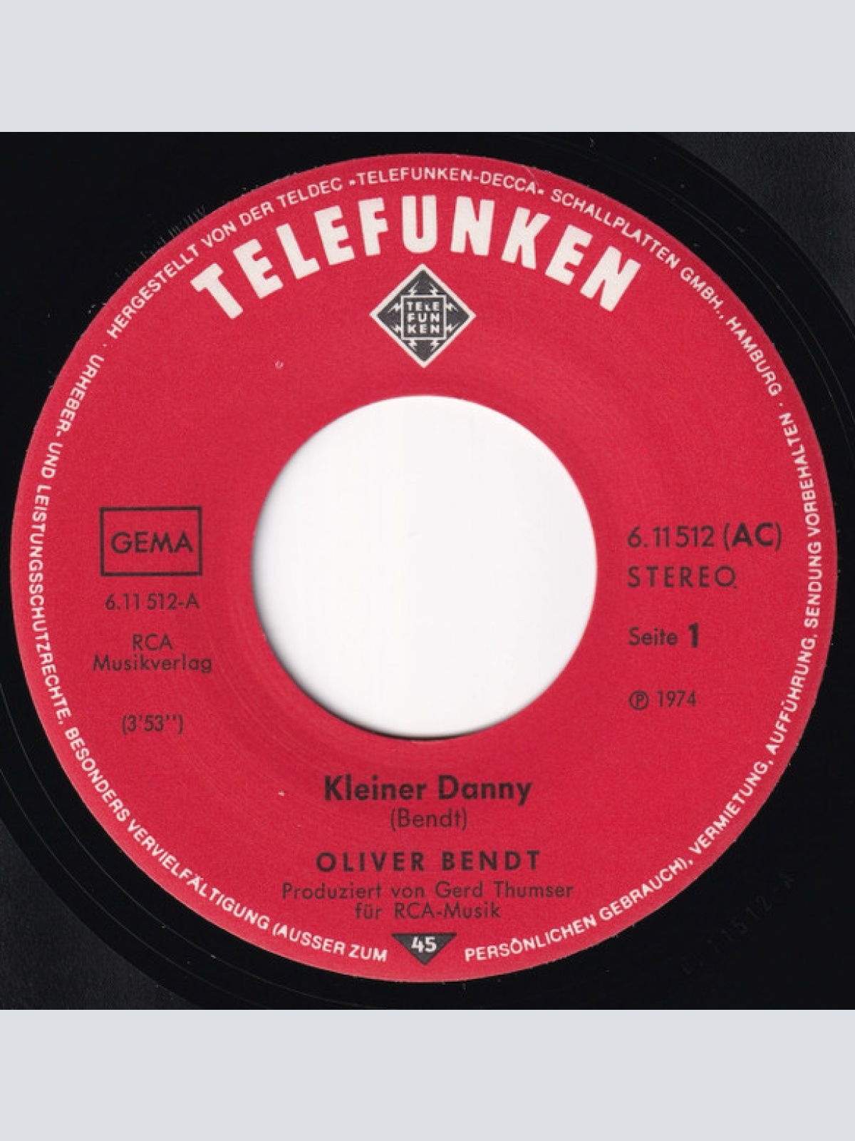 Vinyl / Oliver Bendt - Kleiner Danny