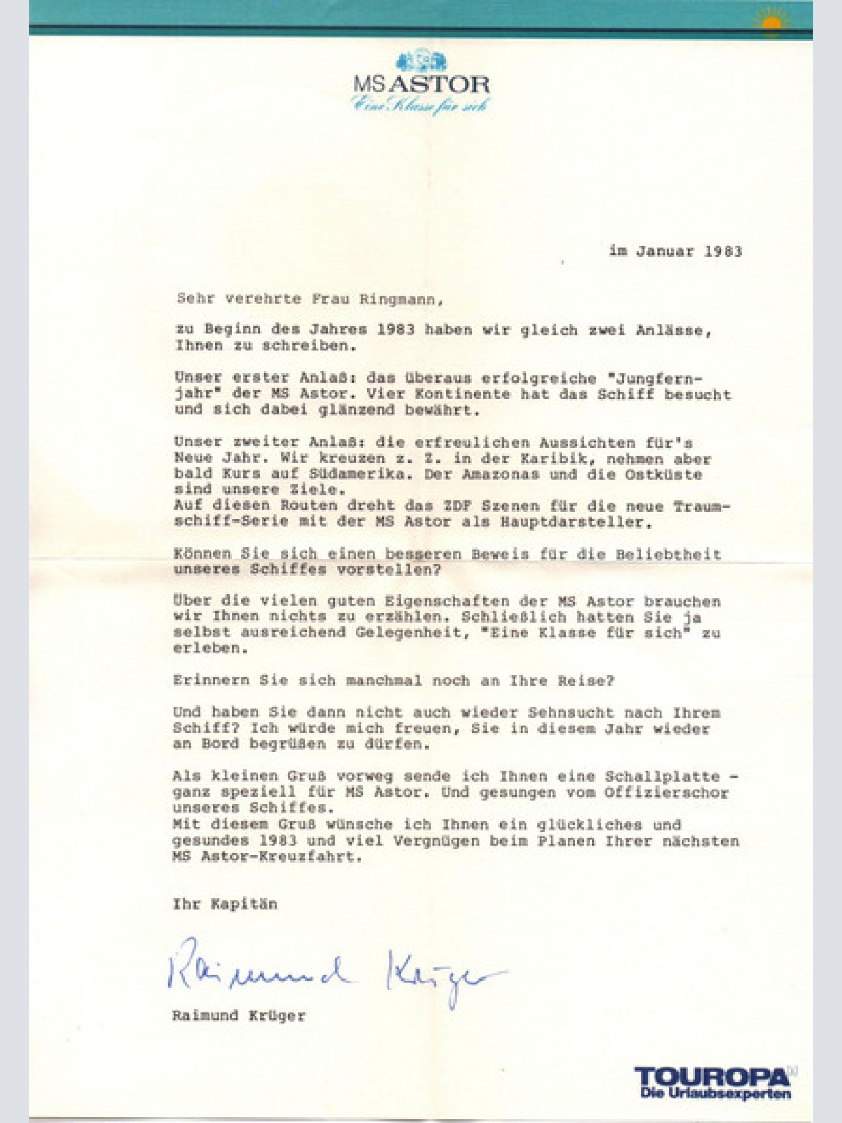 Vinyl / MS Astor "Offiziers-Chor" - Ein Weißes Schiff