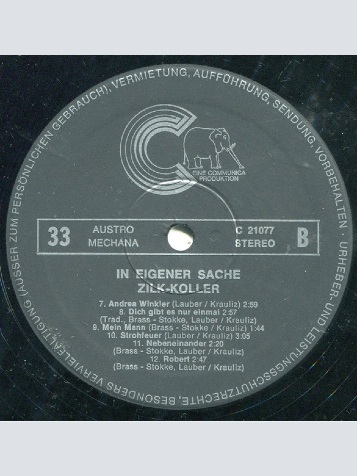 Vinyl / Zilk* - Koller* - In Eigener Sache