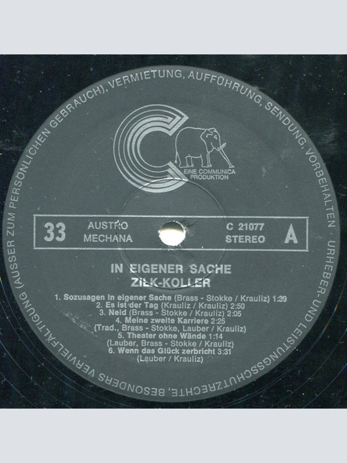 Vinyl / Zilk* - Koller* - In Eigener Sache