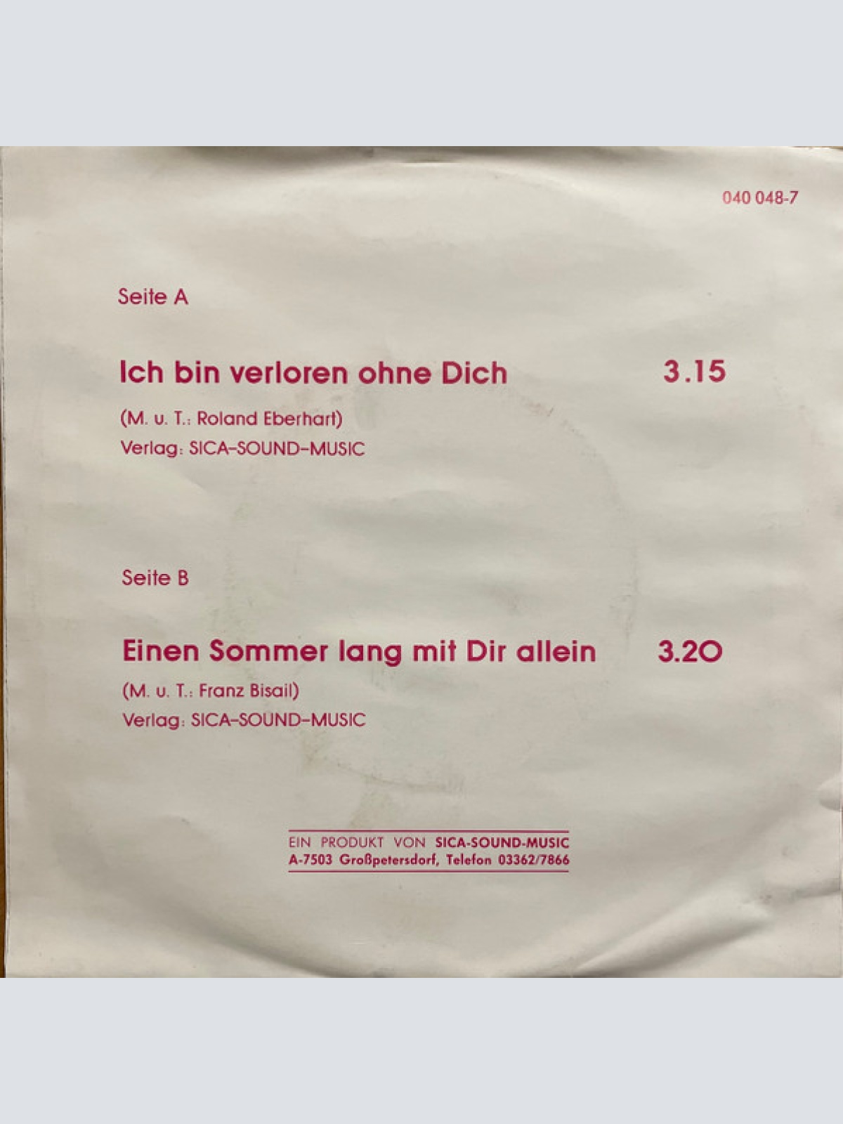 Vinyl / Butterflies (2) - Ich Bin Verloren Ohne Dich / Einen Sommer Lang Mit Dir Allein