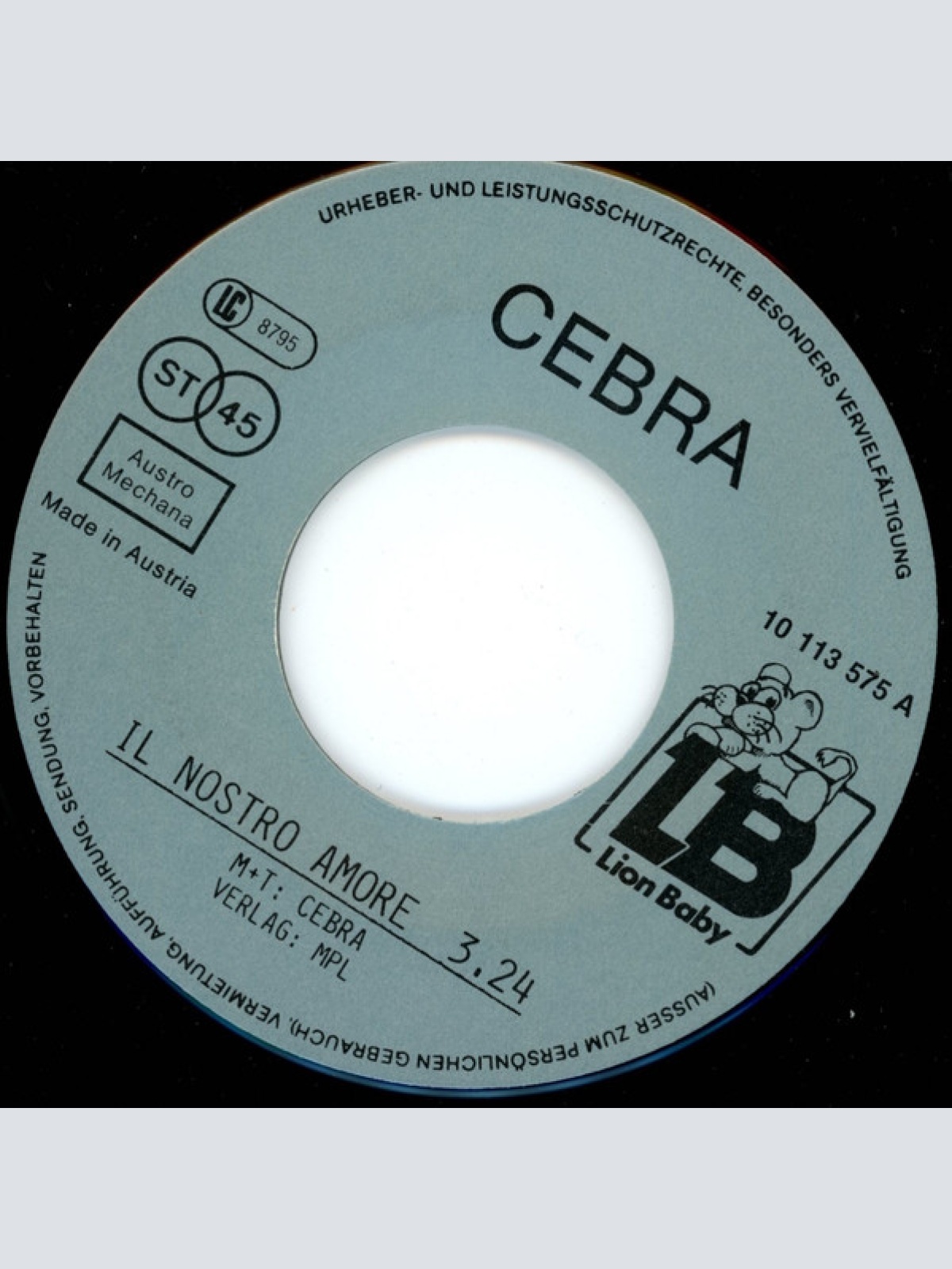 Vinyl / Cebra (5) - Il Nostro Amore