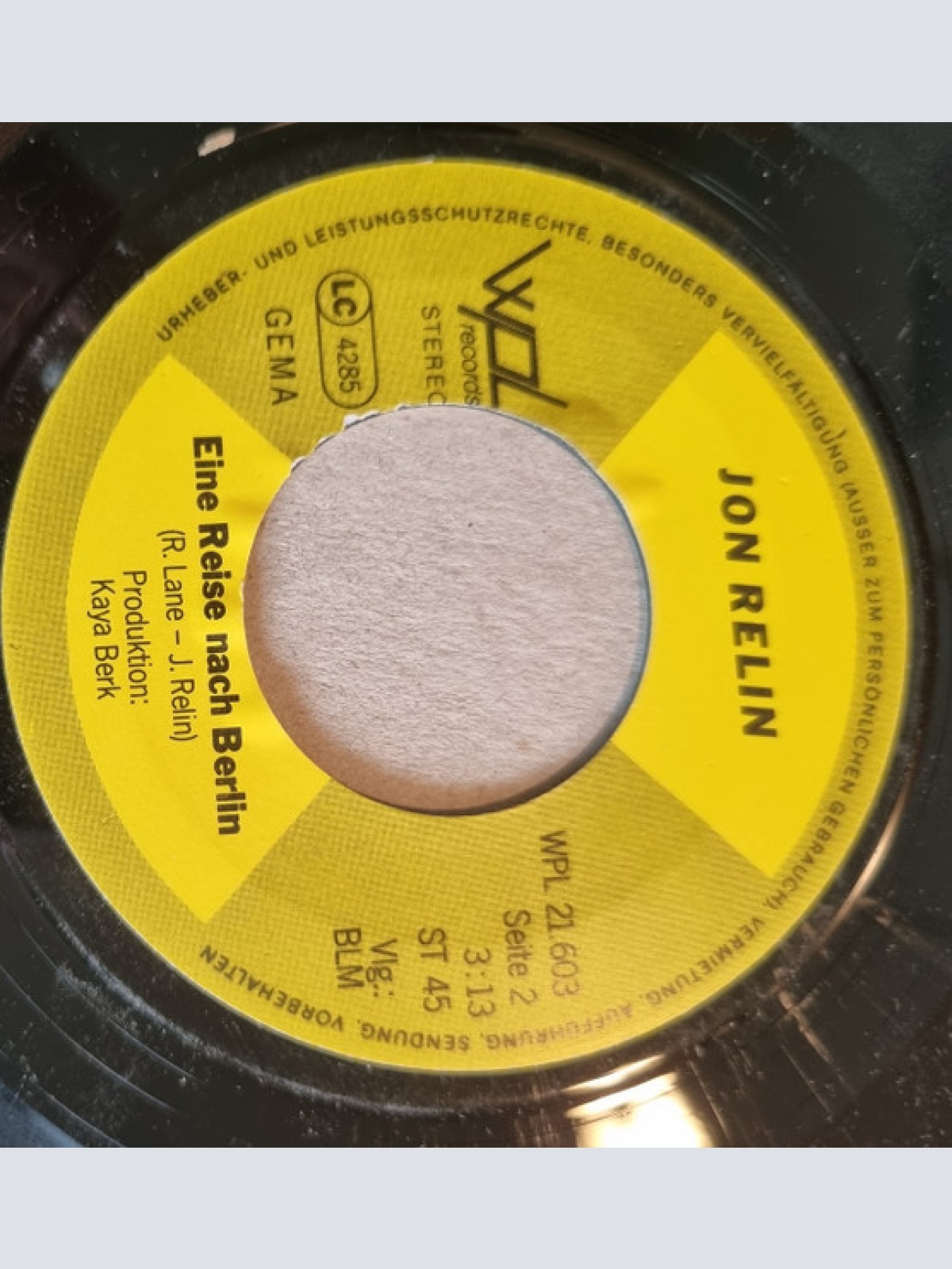 Vinyl / Jon Relin - Heut' Ist Ein Wandertag / Eine Reise Nach Berlin